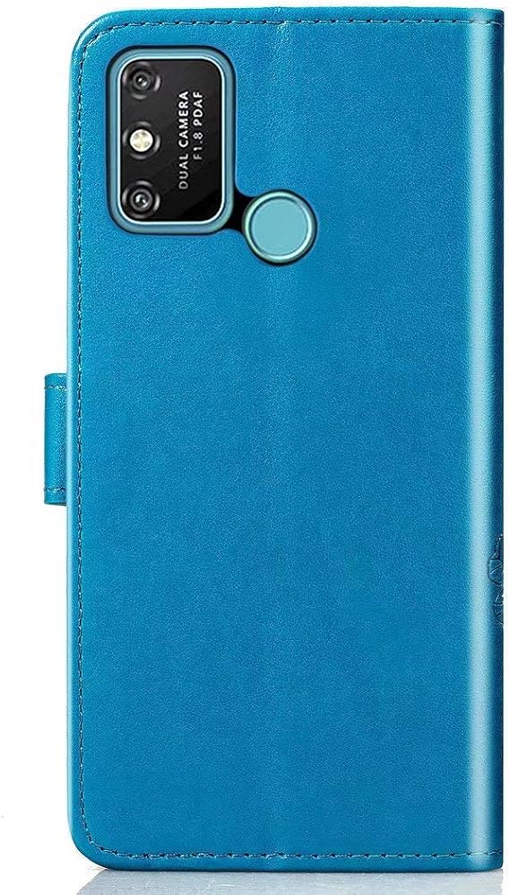 Huawei Honor 9A ケース, PUレザーショックプルーフウォレットフリップ磁気保護カバー、クレジットカードスロット付き for Huawei Honor 9A Blue