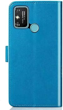 Huawei Honor 9A ケース, PUレザーショックプルーフウォレットフリップ磁気保護カバー、クレジットカードスロット付き for Huawei Honor 9A Blue
