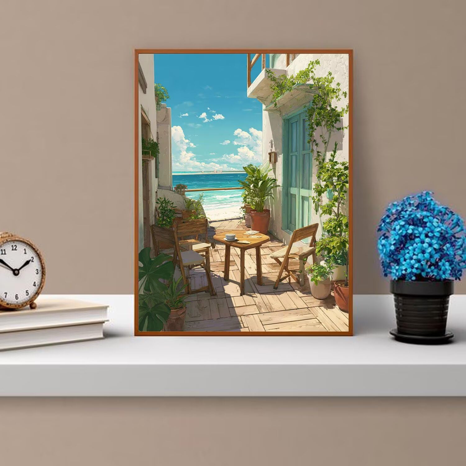 Dipingere con i Numeri Adulti balcone, mare Dipingere con i Numeri Bambini DIY Kit, Set Premium con Pennelli, Decorazione Casa & Creativo Regalo di Compleanno, Attività di Tempo libero 70x95cm z-461