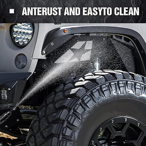 Vista 22 de Forros de guardabarros interiores delanteros compatibles con Wrangler JK y JKU Unlimited 2/4 puertas 2007-2018, estilo atornillable, cubierta