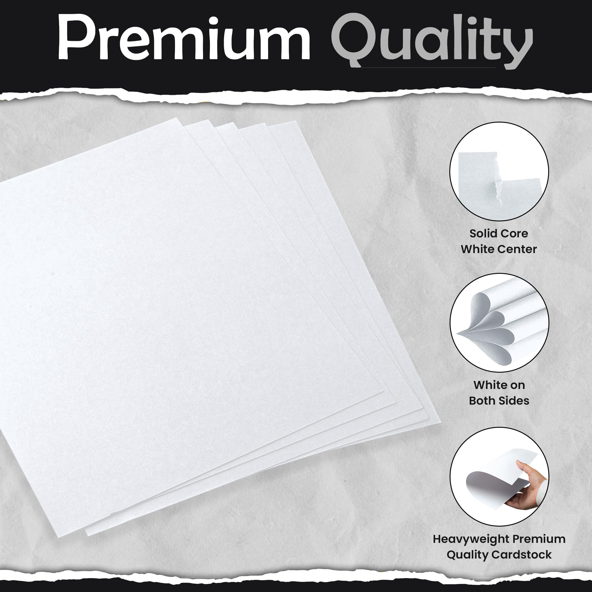 SANZIX 120 Blatt weißer Karton, 30,5 x 30,5 cm, 220 g/m², 36,3 kg – perfekt für Bastelarbeiten, Scrapbooking, DIY-Projekte, Kartenherstellung, Einladungen. Dicker weißer Karton für professionelle