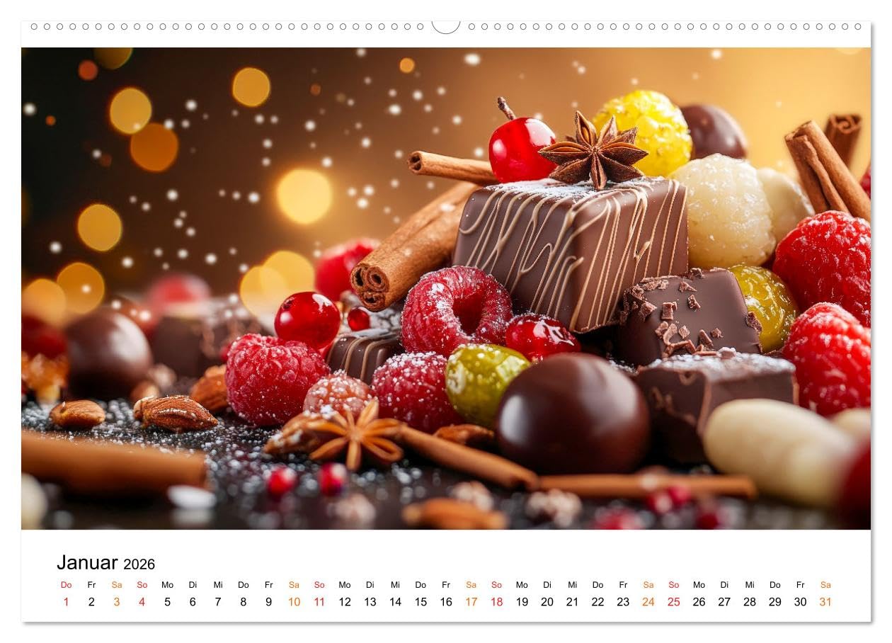 Schätze der Confiserie Kunst (hochwertiger Premium Wandkalender 2026 DIN A2 quer), Kunstdruck in Hochglanz: Die verführerische Welt von Pralinen und Schokolade. (CALVENDO Lifestyle)