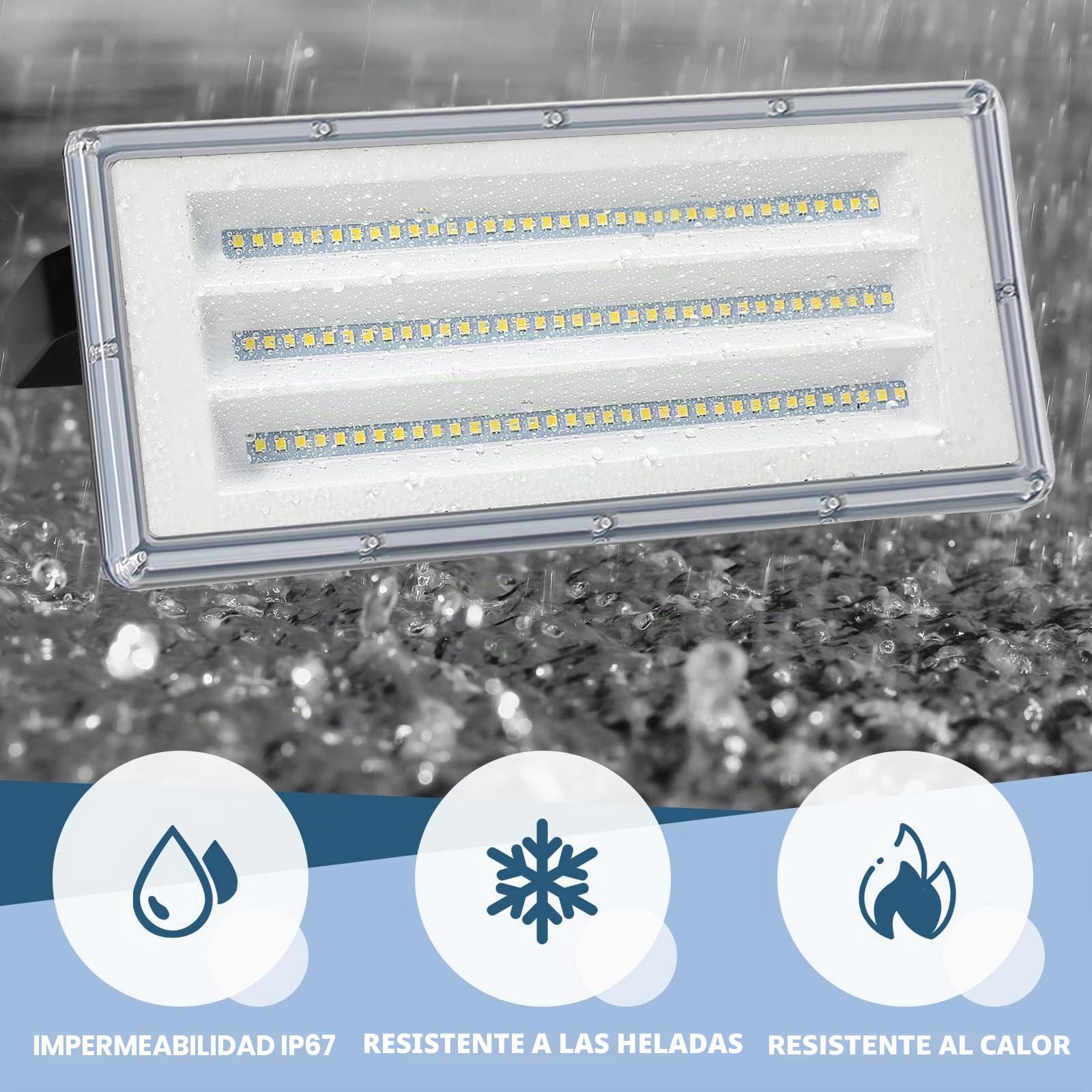 YIQIBRO Focos LED Exterior 400W, 40000LM 6500K Blanco Frío 4 en 1 Luz Exterior con 420 LEDs, IP67 Impermeable 85-265V Lampara LED con Transformador para Jardin Garaje Hotel Fábrica Estadio