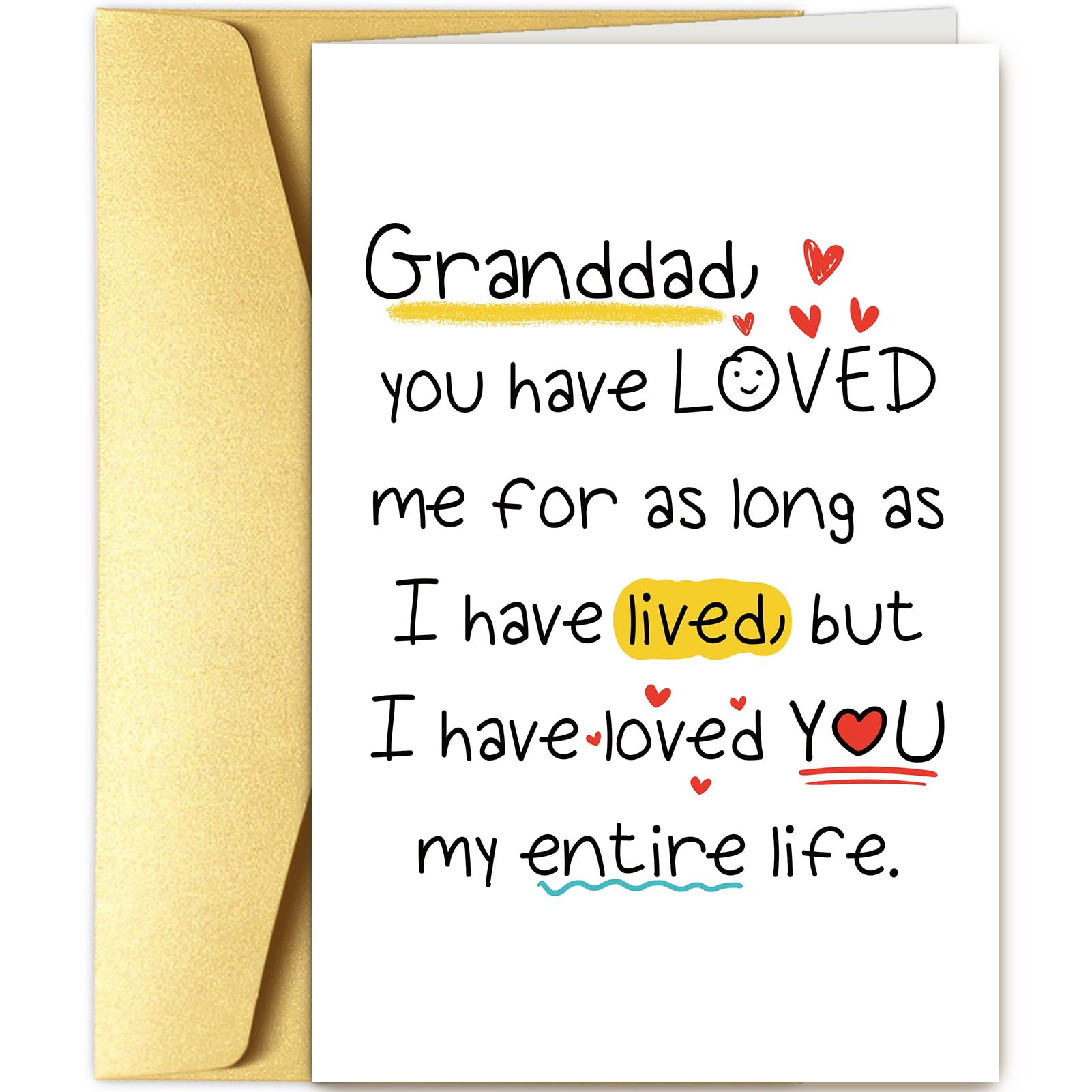 Goroar Sweet Birthday Card for Granddad, Grandpa Father’s Day Card, Fathers Day Gift from Grandchild, I Have Loved You My Entire Life