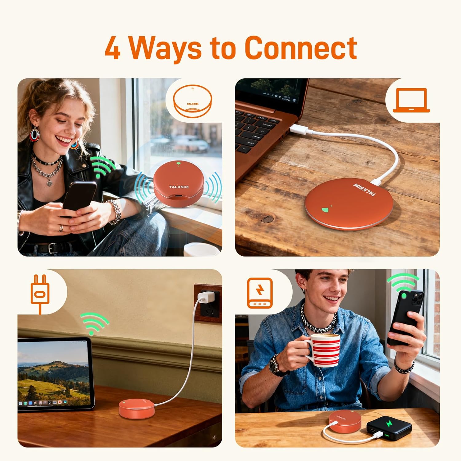 UFO Mobile Hotspot with 1GB Data Per Month, 4G LTE Portable Pocket WiFi Hotspot Device, Compatible with AT&T, T-Mobile,Verizon |10 Devices,USA Coverage,No SIM Require(Orange, 1GB/Mo.)