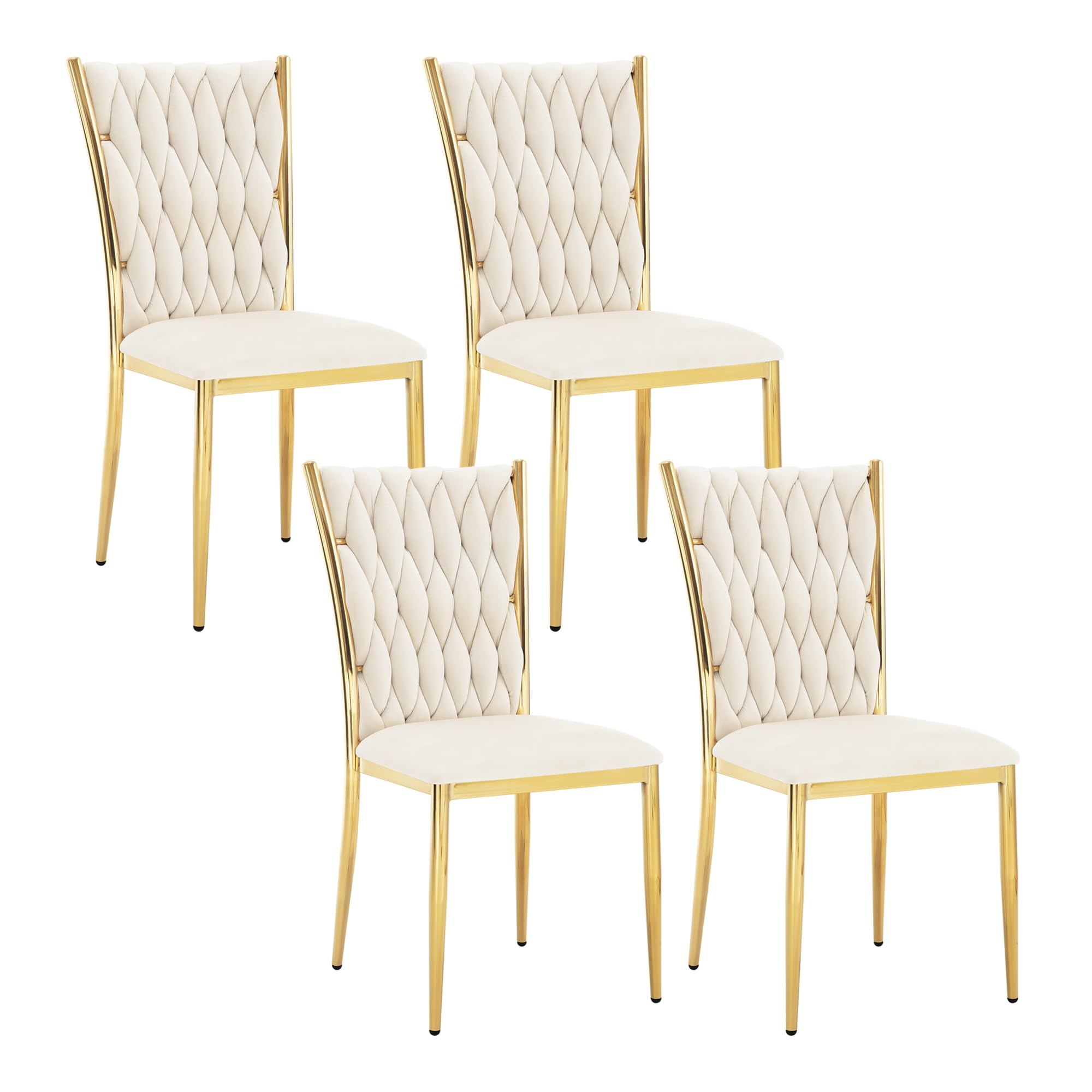 WOLTU Juego de 4 Silla de Comedor,Beige | Modernas,Estilosos con Respaldo Alto, Patas Metálicas, Carga 150kg