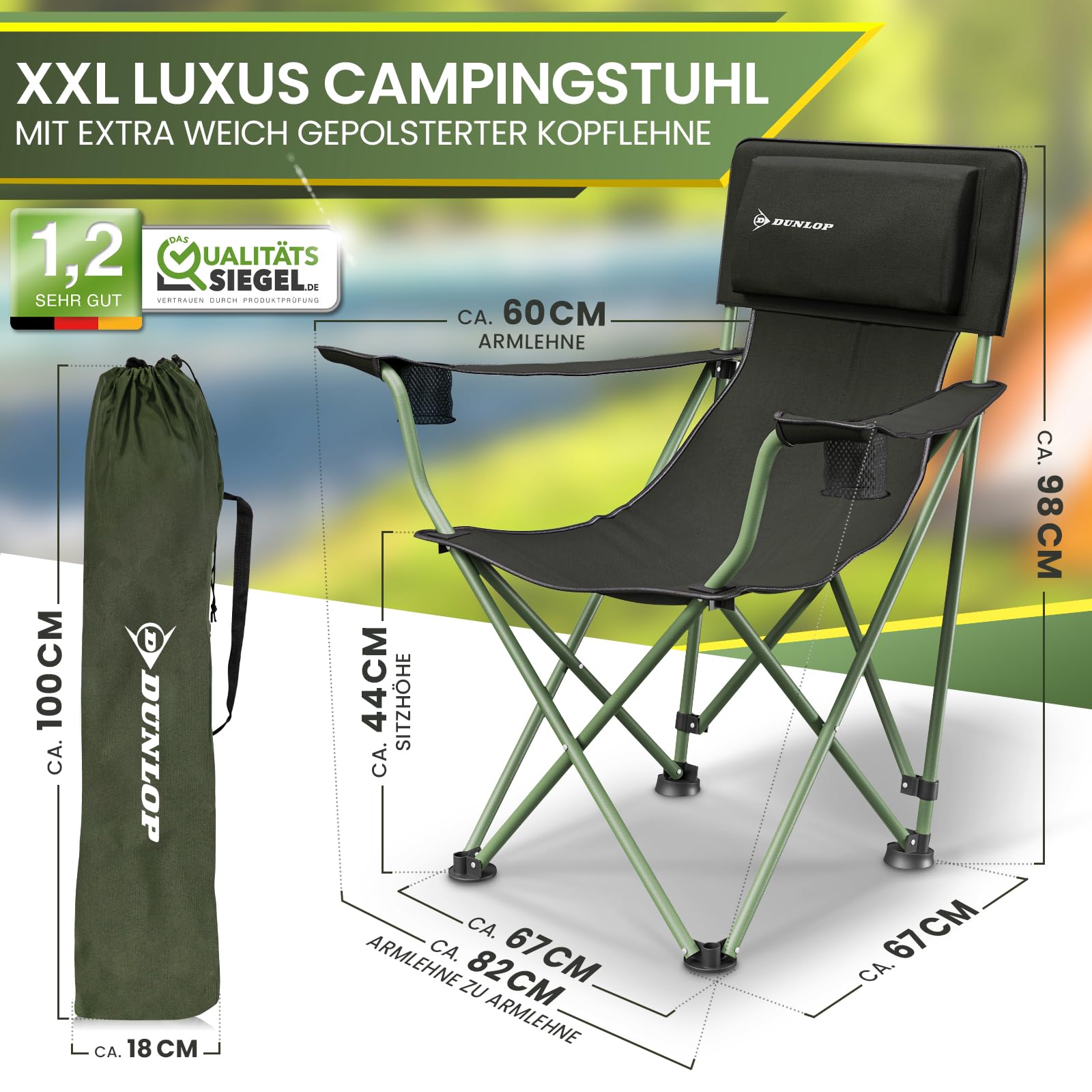 Dunlop Campingstuhl faltbar XXL