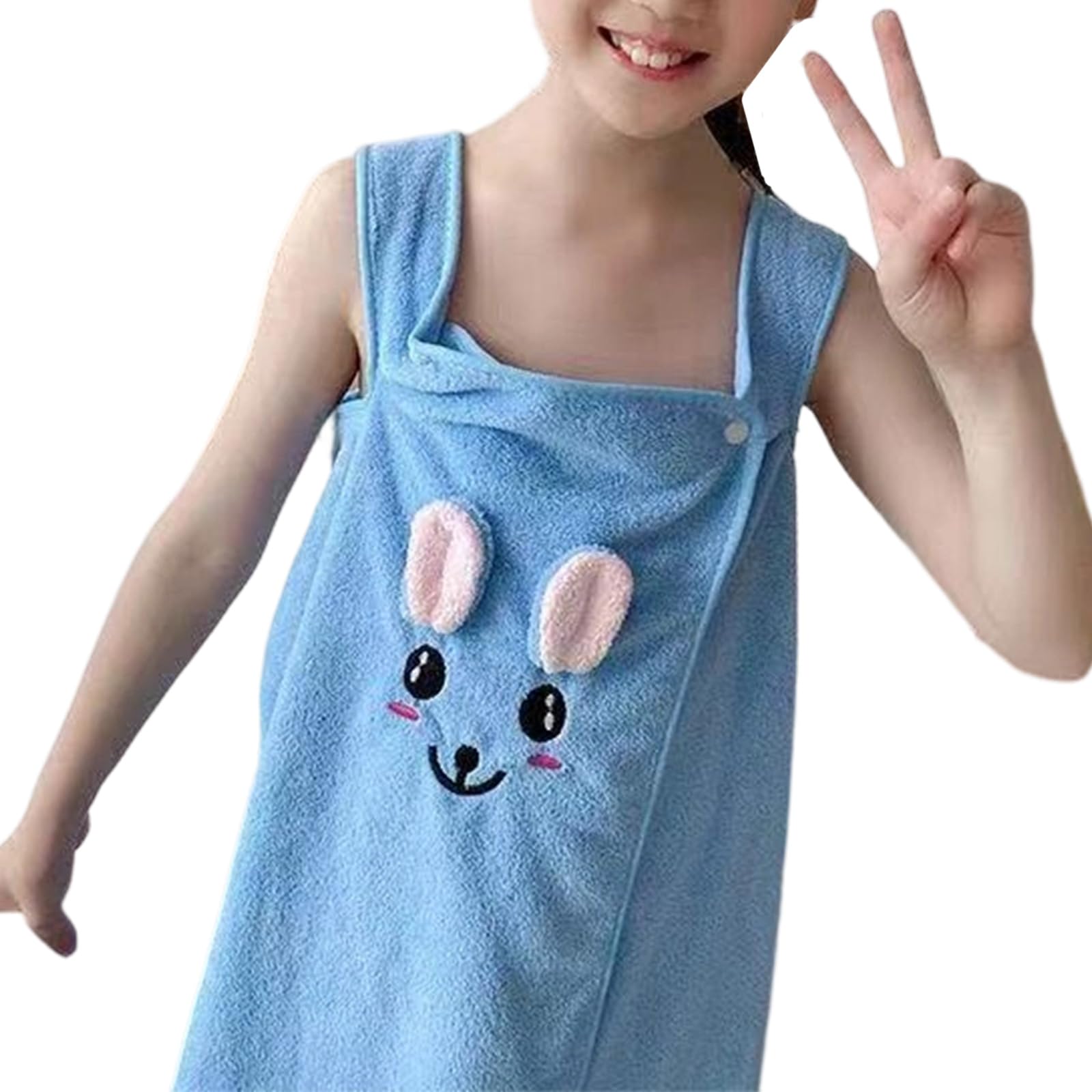 ZEPFJHE Kids Wearable Bath Towel with Hairband Soft Polyester Fiber for Bathing and Swimming Absorbent Bath Robe for Kids