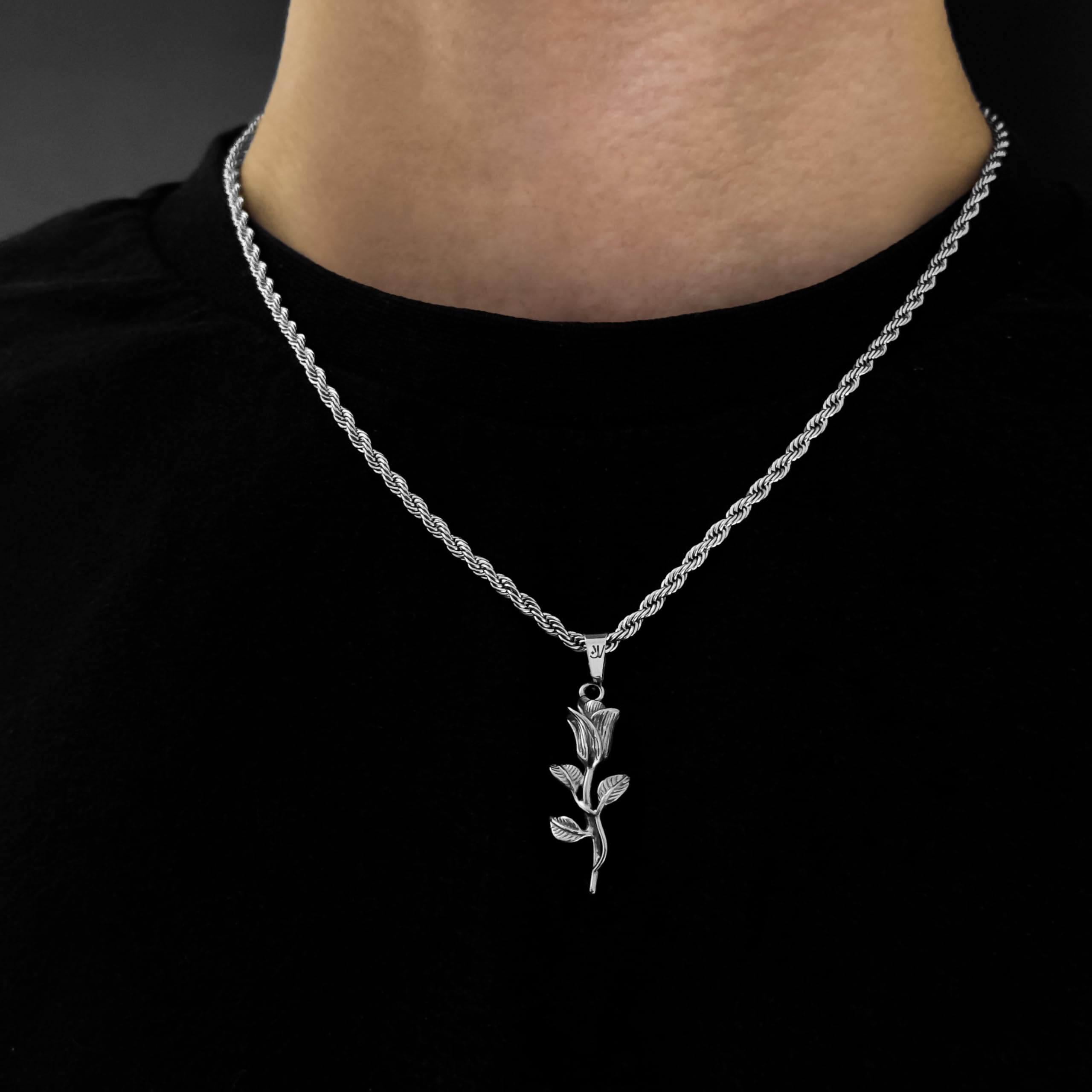 Rosen Anhänger Silber Herren Streetwear Schmuck wasserfestes Design Geschenk Männer