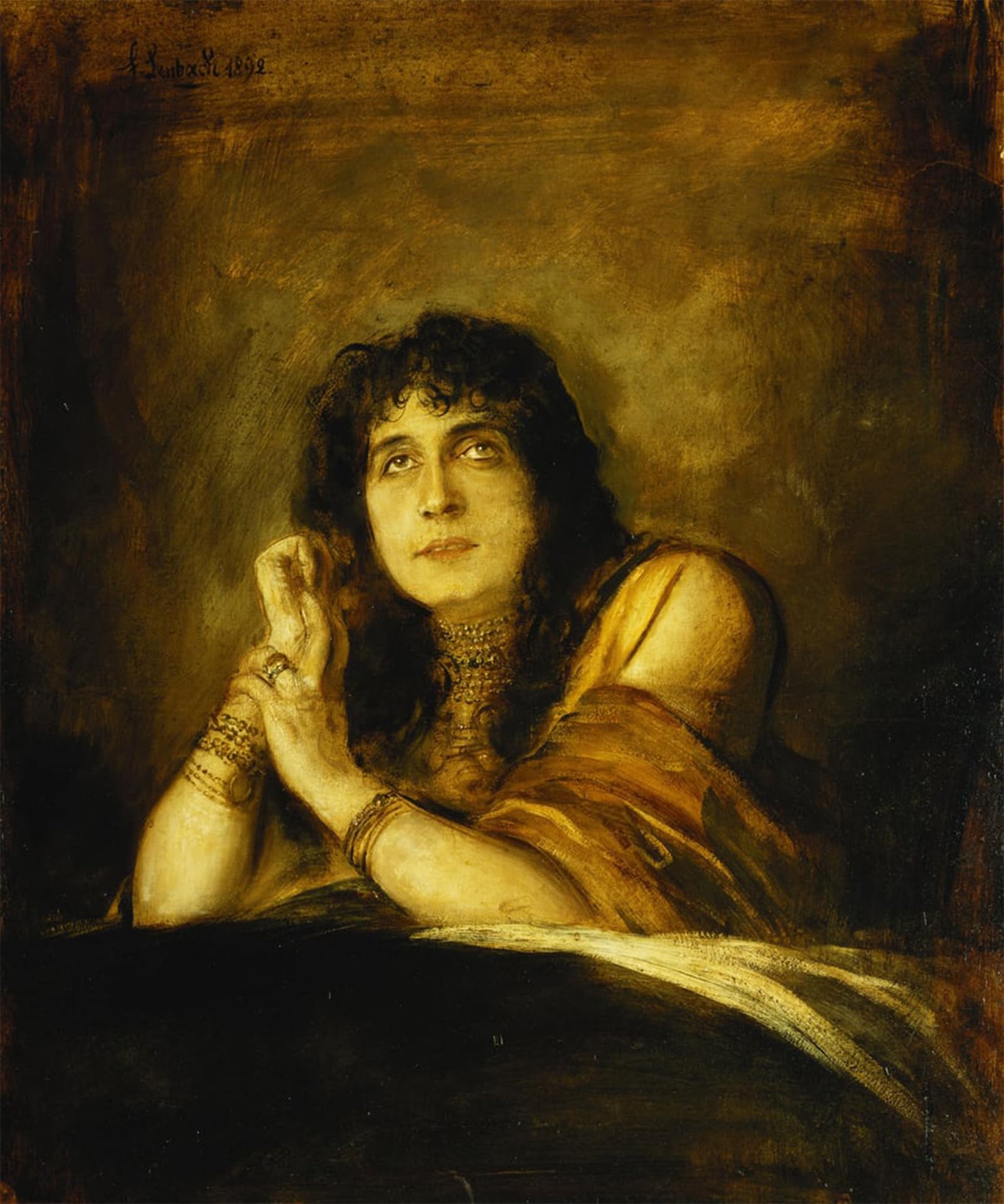 SERENDIPITP Abstract Painting Mural Print Picture Wall Decor Painting Portrait of Sarah Bernhardt As Lady Macbeth by Seraph Von Lenbach Vintage Wall Artwork for Home Decor 60x90cm