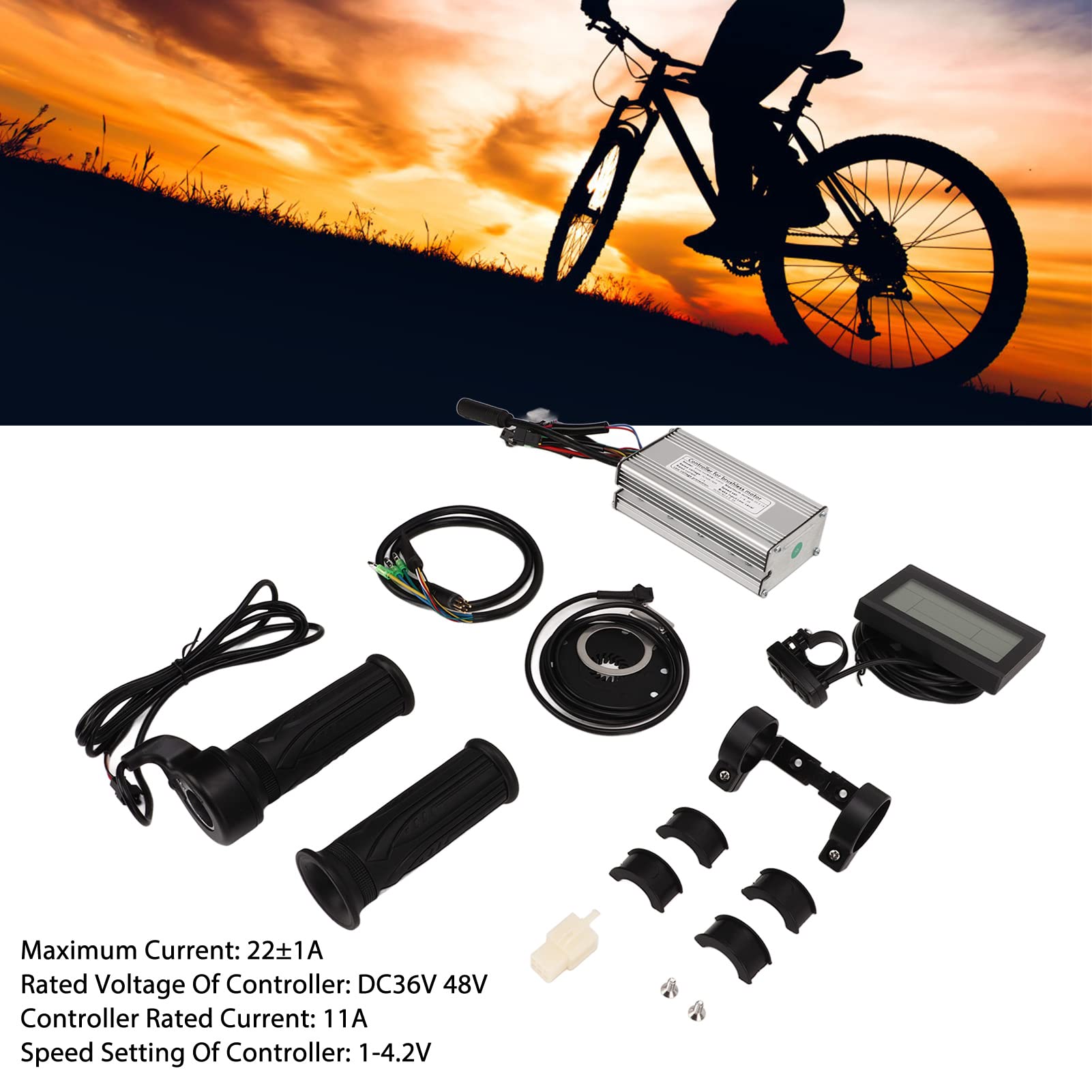 Kit di conversione bici elettrica con controller dual mode 22A Pannello LCD3 Impugnatura acceleratore per biciclette elettriche Scooter 500W