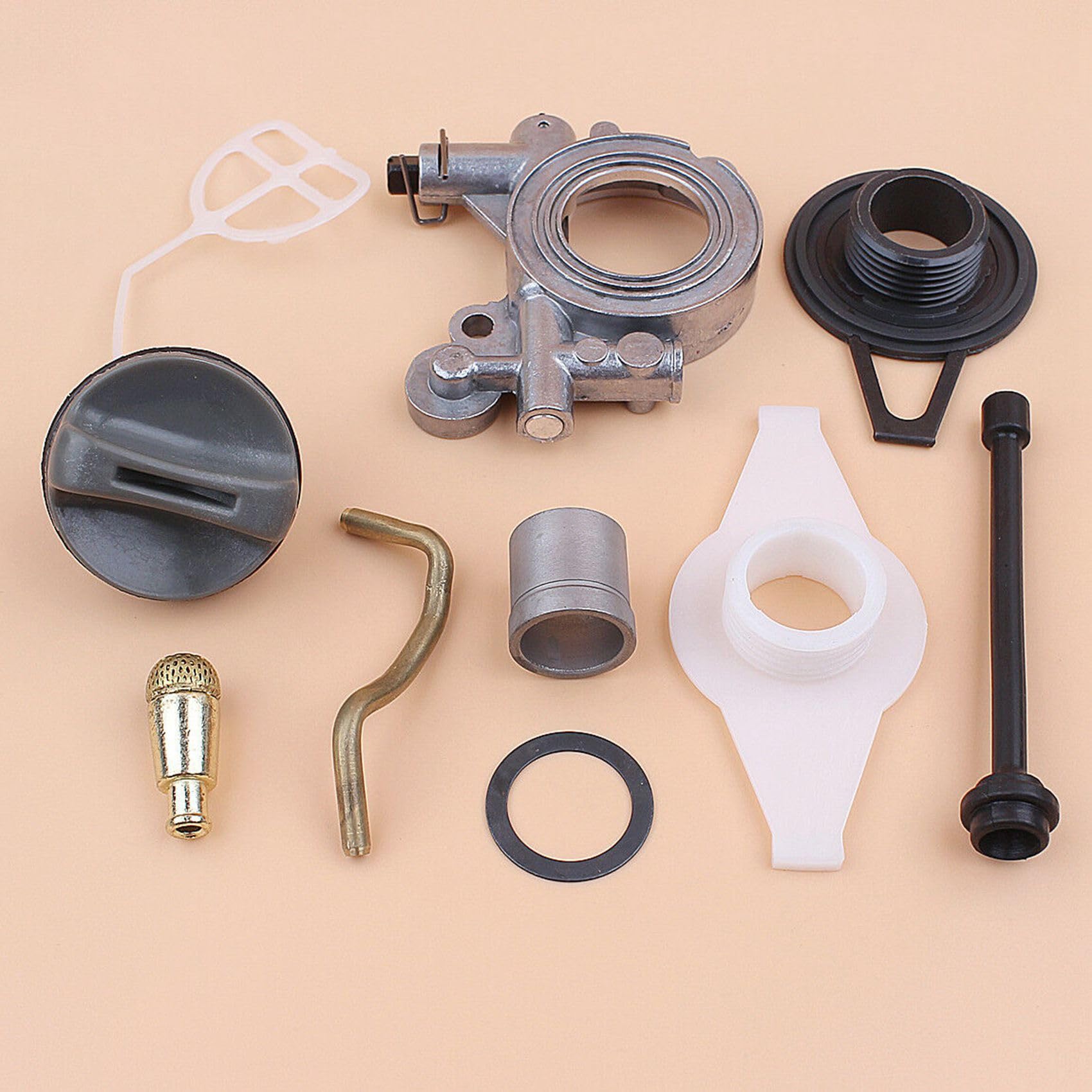 2X Kit Ingranaggi un Vite Fine per Pompa Olio per 372Xp 365 371 385 390 362 570 575 576