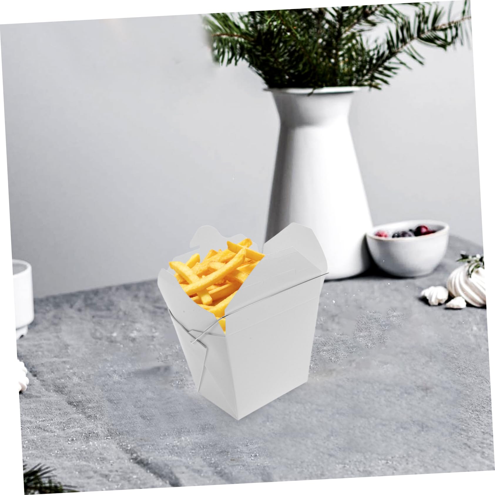 Alipis 50 Cajas Chinas para Llevar con Asa de Alambre, de Papel y Metal, de Color Claro, Fáciles de Transportar, para Restaurantes y Comidas Familiares