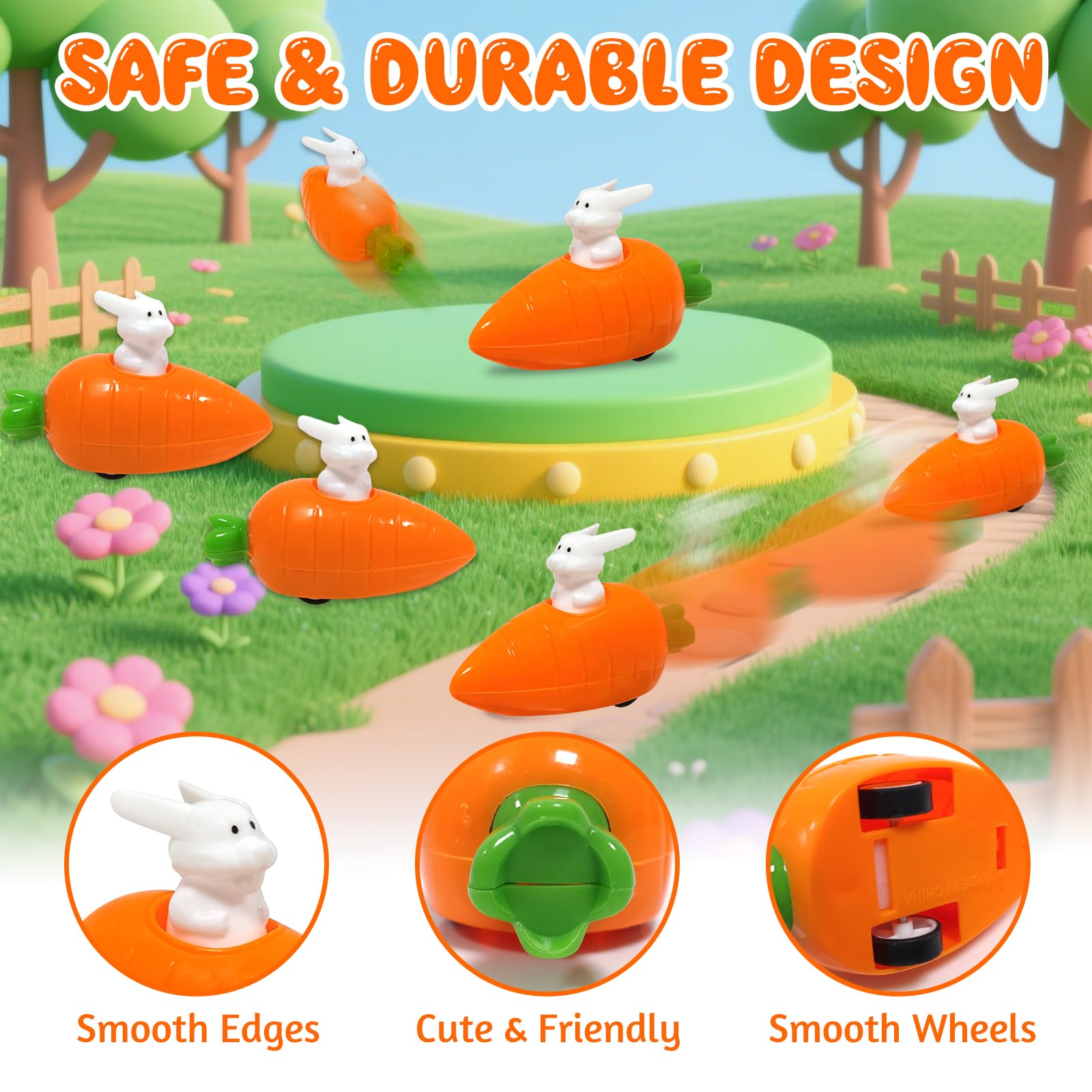 Audasi 6Pcs Bunny & Carrot Pull Back Racers - Image 4