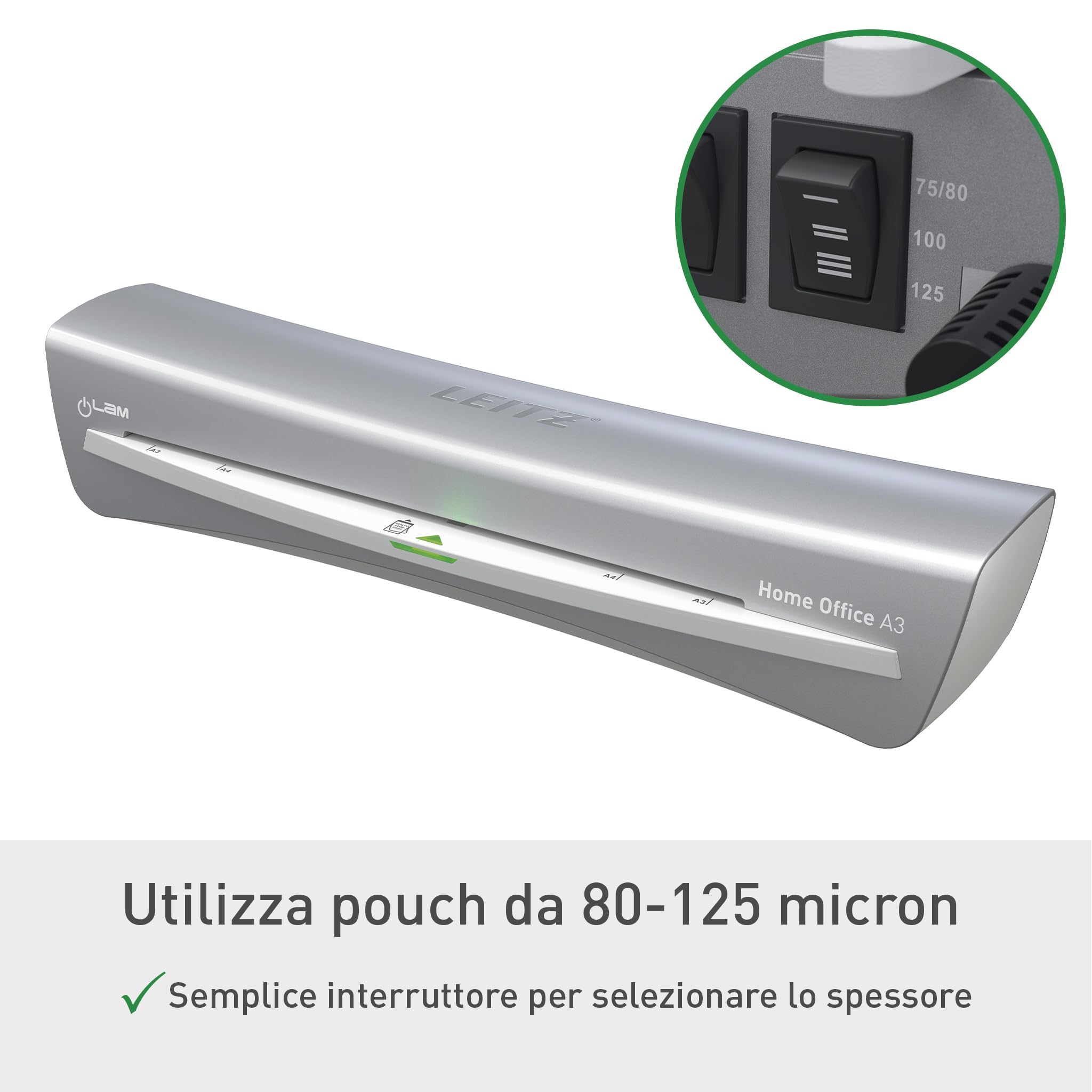 LEITZ iLAM Home Office A3 - 2 rulli - Grigio - 74400089