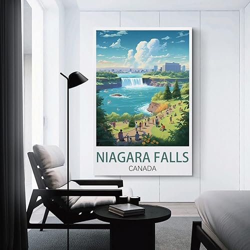Miniatura 3 de QQLADY Pósteres de viaje vintage de las Cataratas del Niágara, Canadá, 12 x 18 pulgadas, impresiones en lienzo, pinturas artísticas para pared,