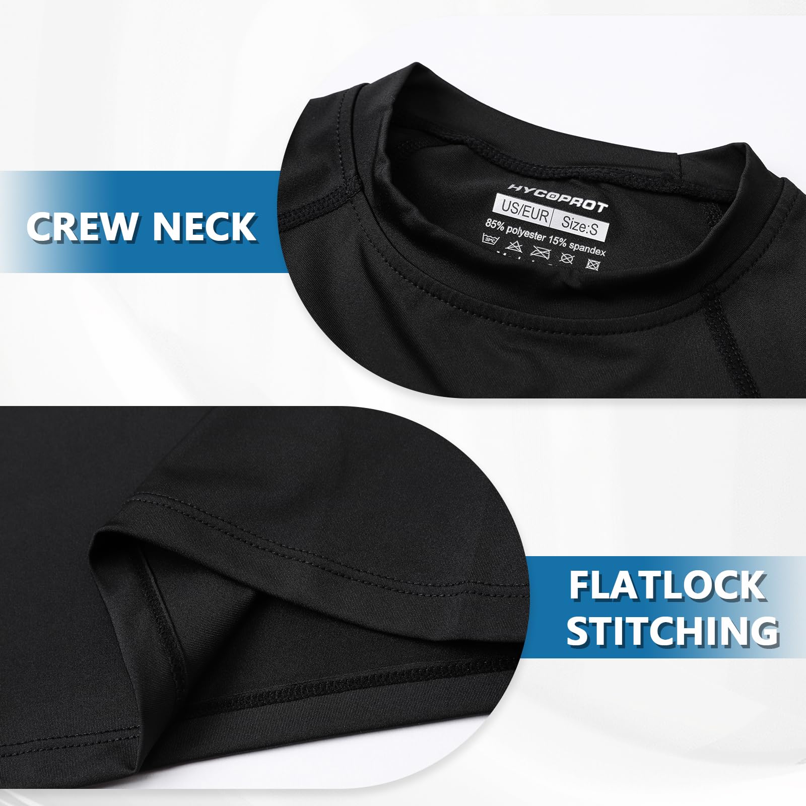 HYCOPROT Maglia a Compressione per Ragazzi Maniche Corte Base Layer Camicie a Compressione da Bambino Allenamento a Strato Base Traspirante e Asciugatura Rapida