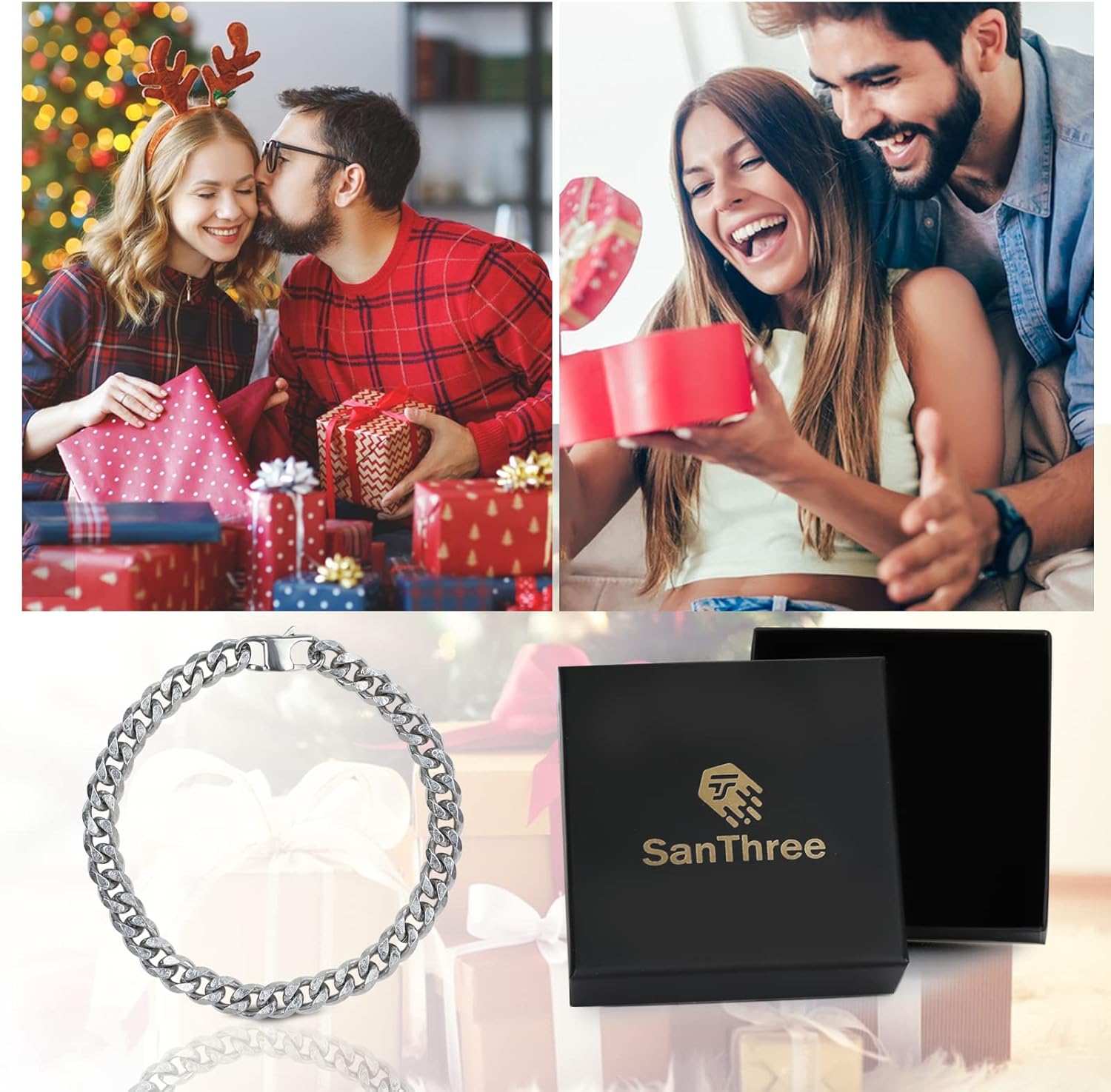 SanThree 7mm Pure Titanium Bracelet for Men, Lightweight Skin Friendly Curb Cuban Chain Bracelets for Birthday Valentines Graduation Fathers Day Jewelry, 7.87" - Image 7