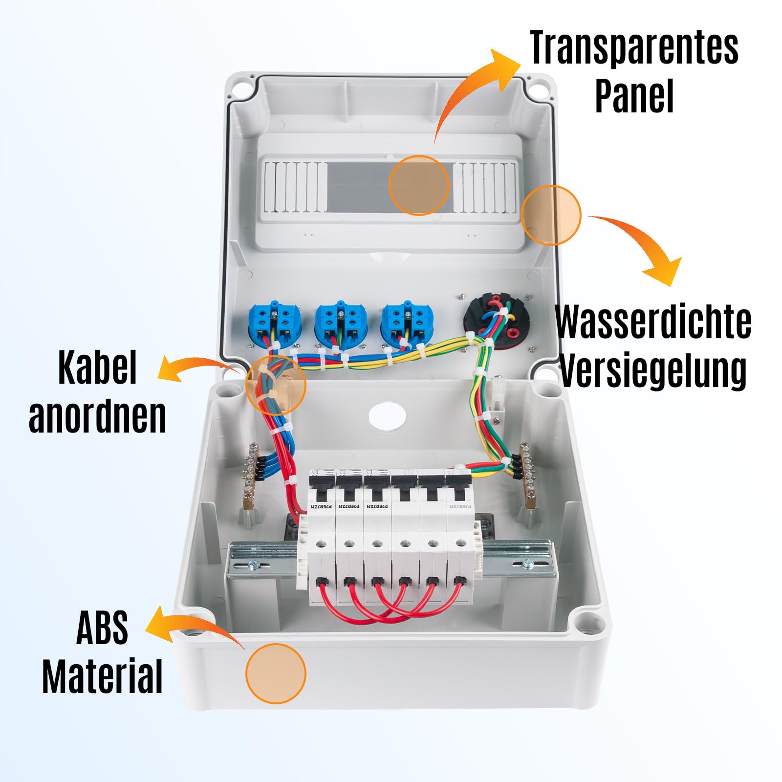 Distributore di corrente da cantiere con presa CEE da 16 A, distributore da parete, IP44, per cantieri e officine, con 3 x 16 A 1P LS + 1 x 16 A 3P LS (3 x 16 A 1P LS + 1 x 16 A 3P LS)