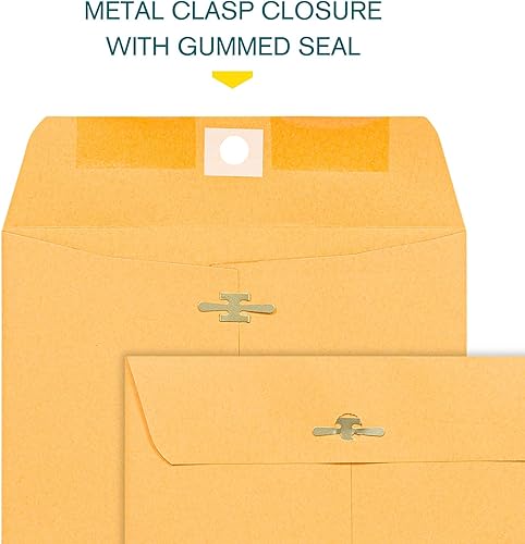 Miniatura 5 de Sobres de cierre de 6 x 9 Paquete de 100 sobres de catálogo de papel kraft marrón con cierre de cierre y sello engomado Sobres de papel pesado de