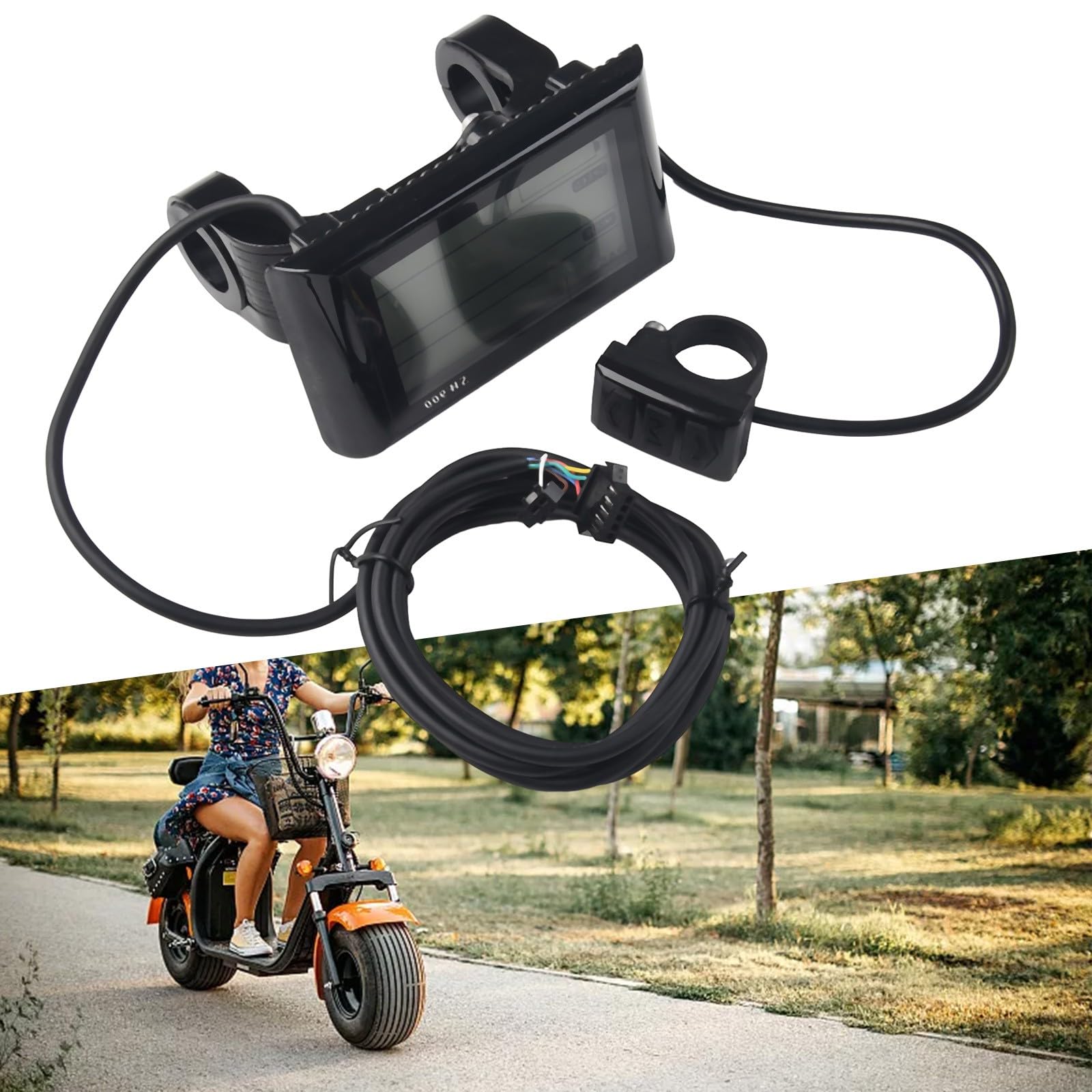 Panel de visualización LCD para bicicleta eléctrica, SW900 LCD E-Bike Panel de control con monitoreo de datos en tiempo real para sistemas de 24/36/48 V
