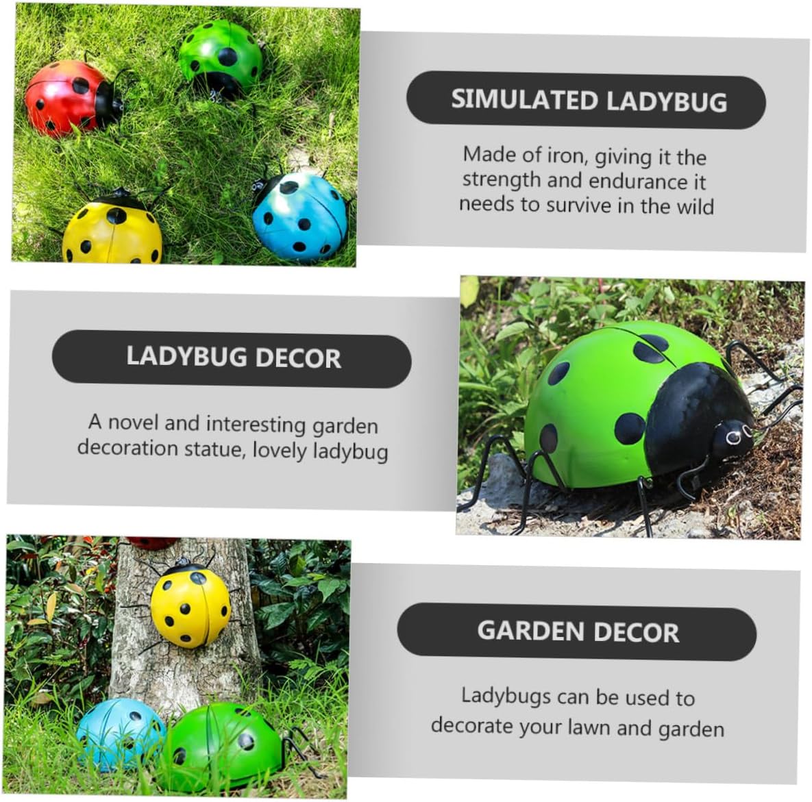 超大型リアル仿真鉄製七星てんとう虫園装飾置物 屋外対応防水ガーデンアクセサリー