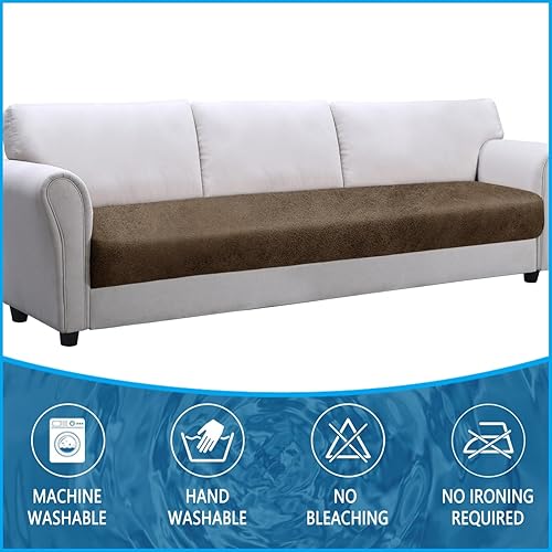 Miniatura 7 de Funda de cojín para sofá con aspecto de cuero, 1 unidad, elástica para sofá de sala de estar, funda de cojín individual para sofá, protector de