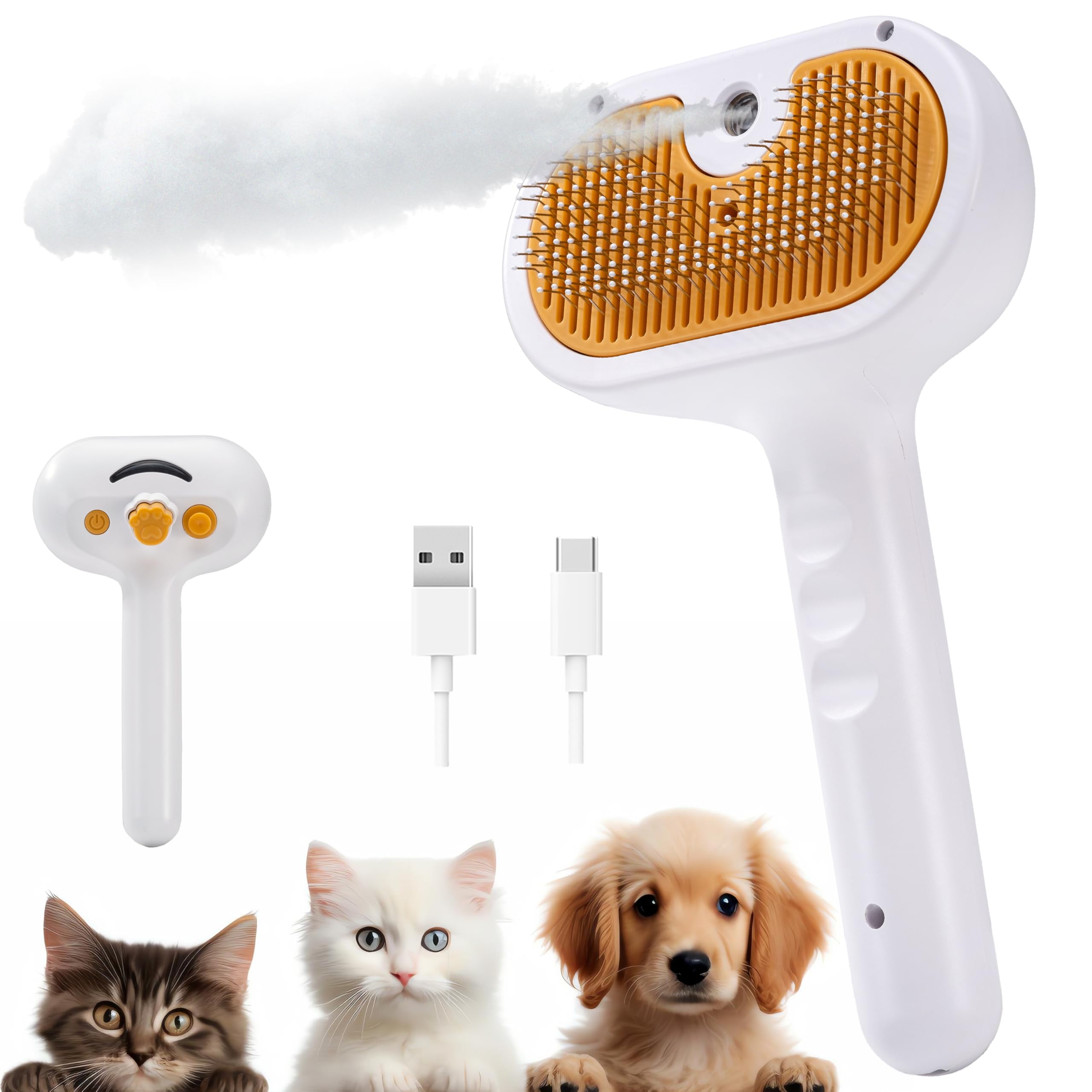 Spazzola a vapore per gatti 2024 Nuova spazzola ricaricabile autopulente per animali domestici per gatti da interno Capelli lunghi e corti Gatti e cani Pettine per capelli vaporosi Massaggio a vapore