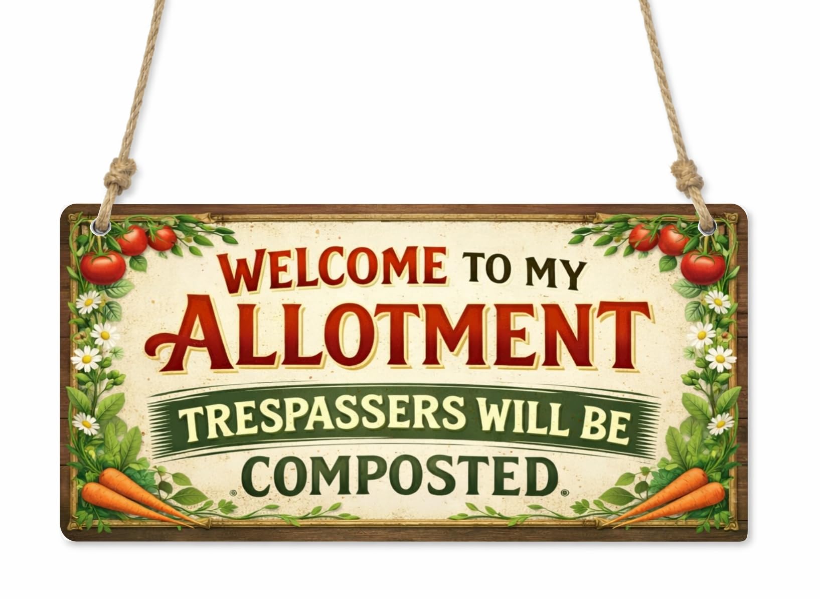 Funny Allotment Metal Plaque Garden Sign Welcome Trespassers Composted Warning Vintage Outdoor Shed Decor Gift cpt62
