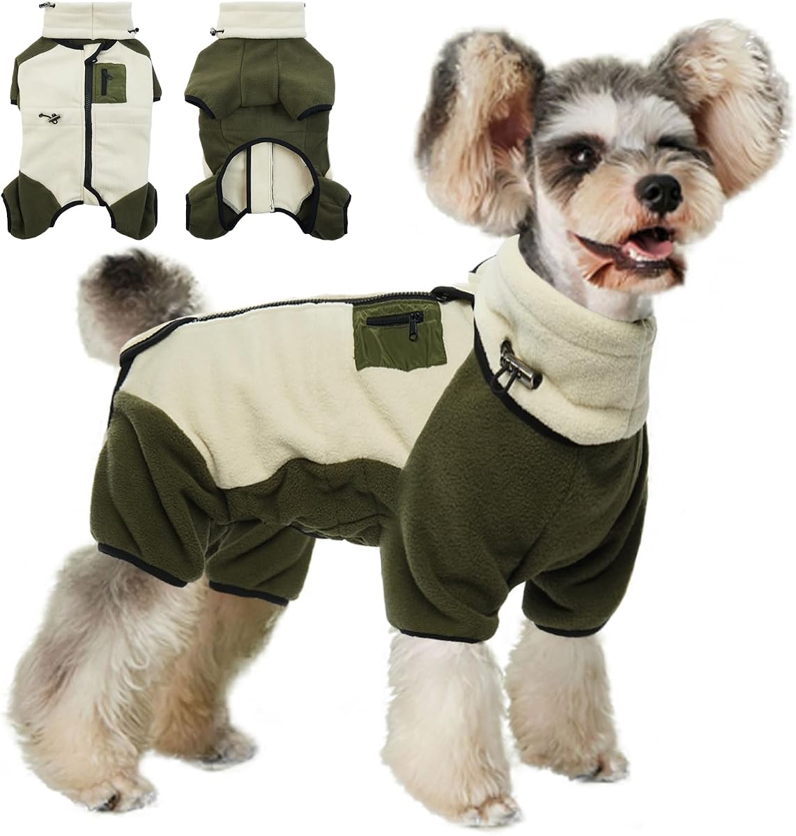 DENTRUN Small Dog Winter Coat, Removable Turtleneck Warm Fleece Jacket