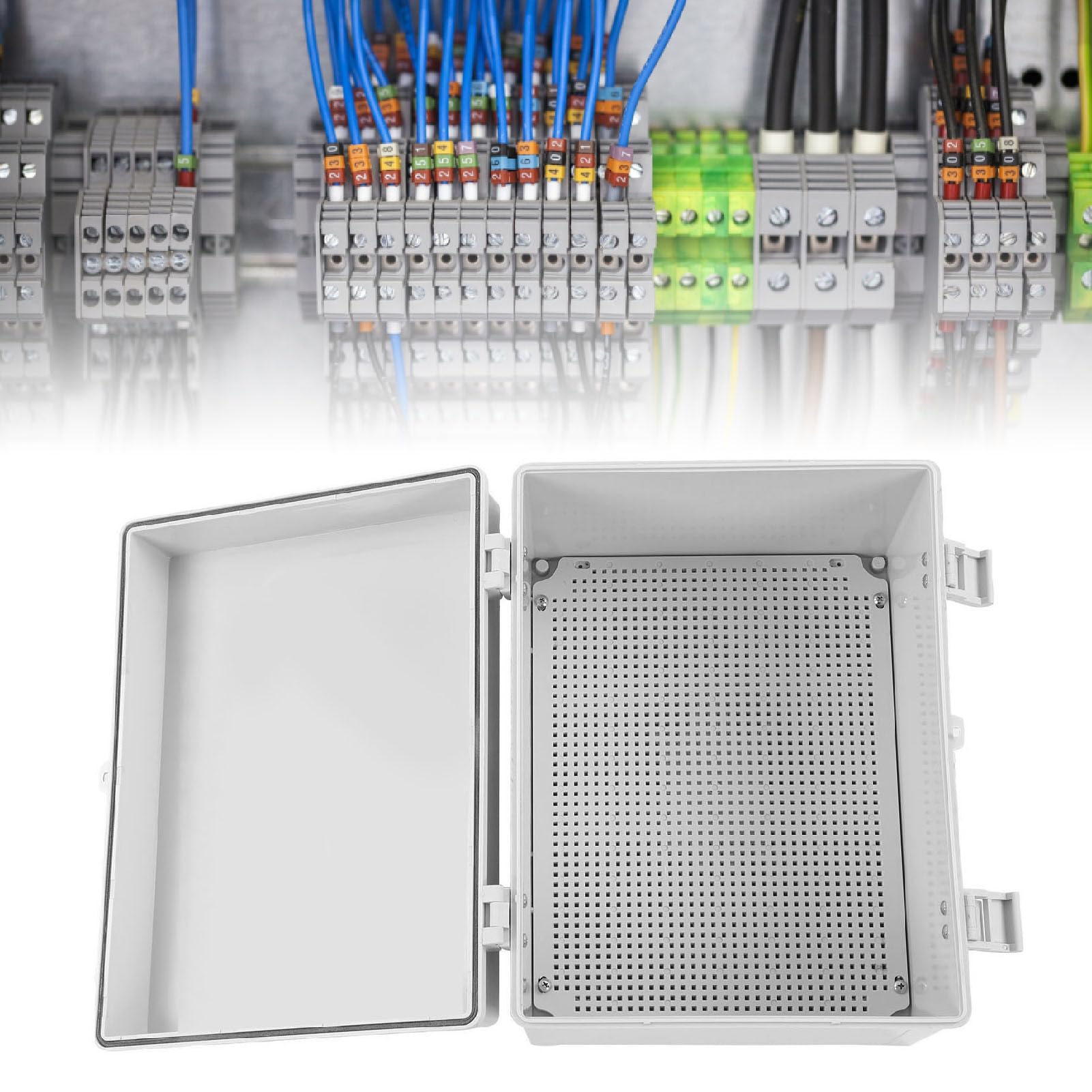Caja de Conexiones Eléctricas Impermeable IP66 con Placa de Montaje, Material ABS, 400x300x200mm