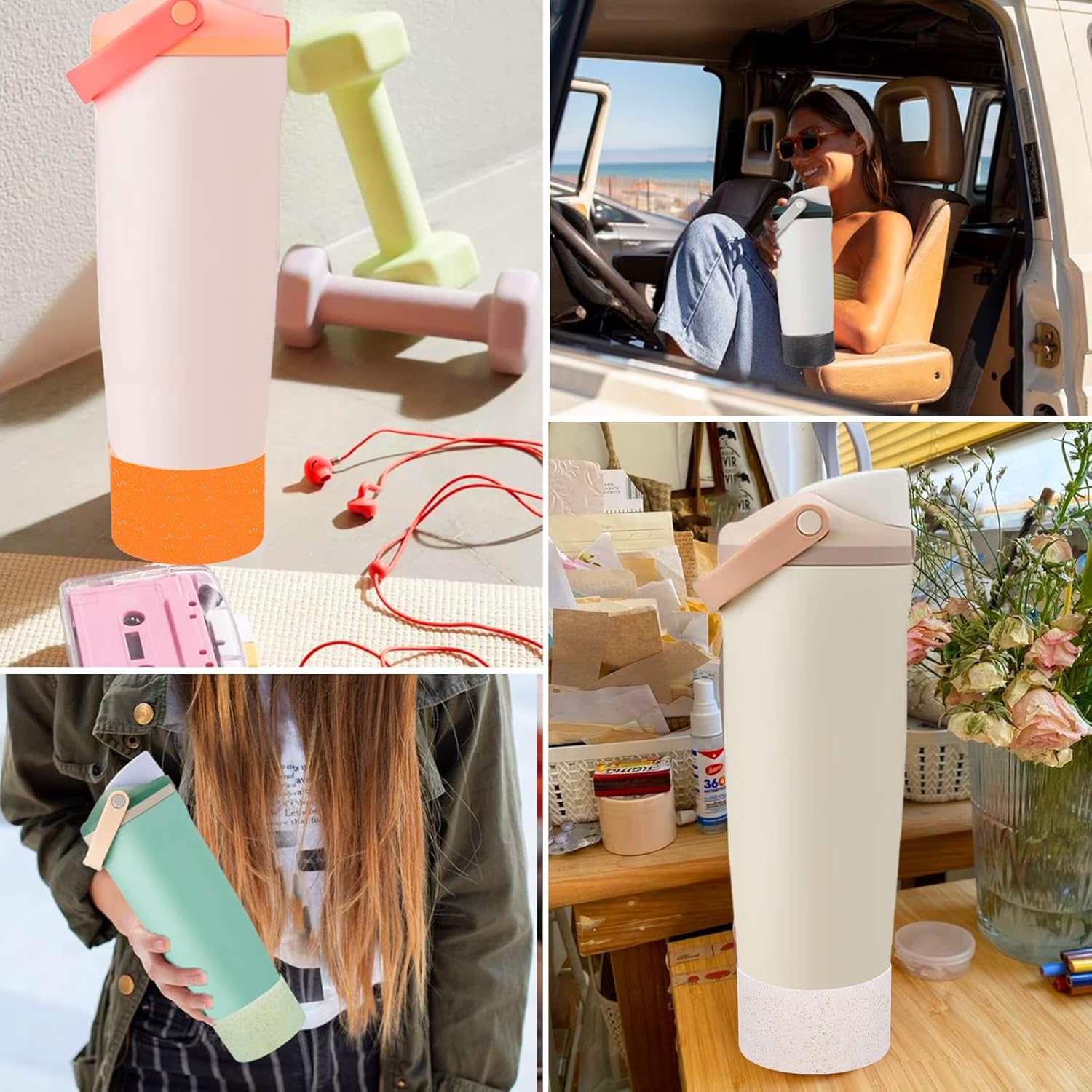 Mity rain 2PCS Protective Silicone Boots for Owala 30oz & 40oz FreeSip Sway Bottles & Tumblers - Decorate, Dust-Hiding, Enhances Stability & Prevents Scratches (Green)