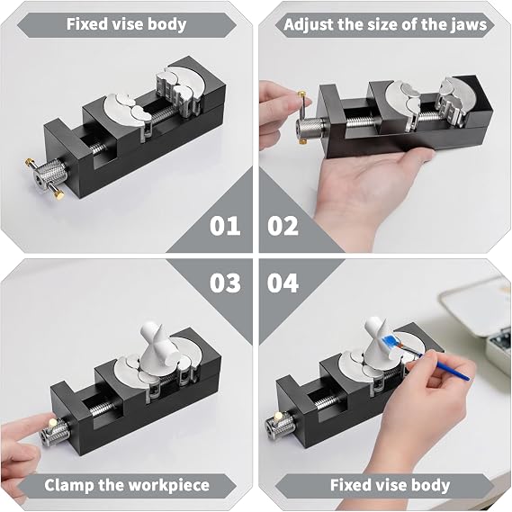 WhiteRhino Mini Bench Clamp, Mini Bench Flat Table Vice Self-AdjustingDrill Press Vice for DIY Aerospace-Grade Aluminum Alloy&Precision CNC Machined Crafts,Jewelry Making,Modeling,DIY,Repairs