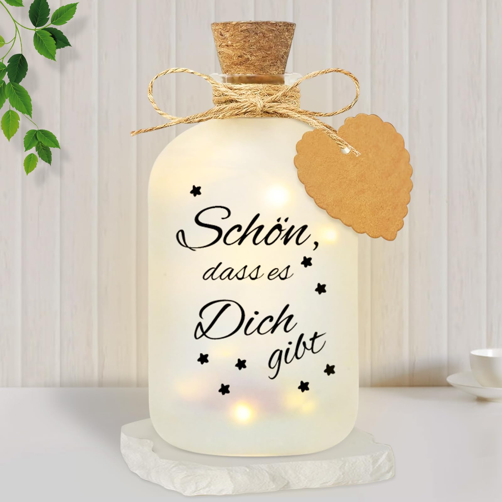 NEUFOOD LED Light Bottle With "Schön Dass Es Dich Gibt, Dekoflaschen