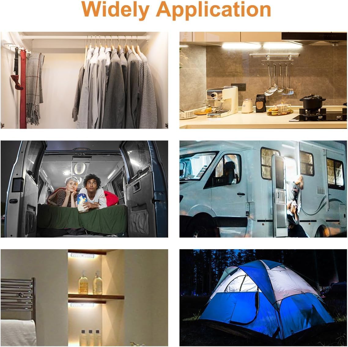 Motion Sensor Night Light - 6LED Battery Operated Magnetic Wireless LED RV Step Lights Strip, Motion Activated Nightlight Bar for Home Indoor Outdoors Motorhome Travel, Travel Trailers, Camper, White