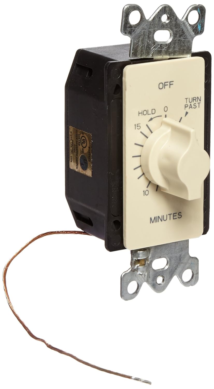 A Series Springwound Auto Off in-Wall Time Switch with Hold, 15 Minute Timer Length, Ivory