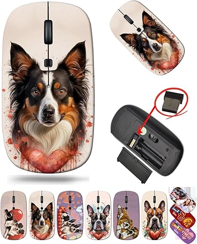 Miniatura 1 de maizi MacBook Air Mouse inalámbrico para PC, computadora Chromebook, MacBook Air, mouse inalámbrico MKADAU Border Collies, mouse de viaje, receptor