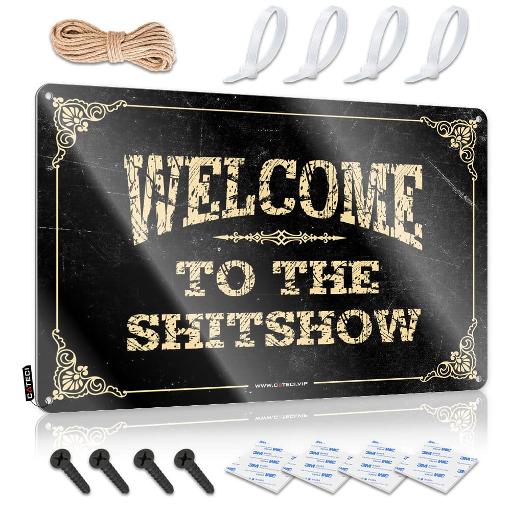 Mwfkkaddb Men's One Color Mancave Accessories Welcome To The Shitshow Sign Funny Kitchen Signs Funny House Decor(20X30cm)