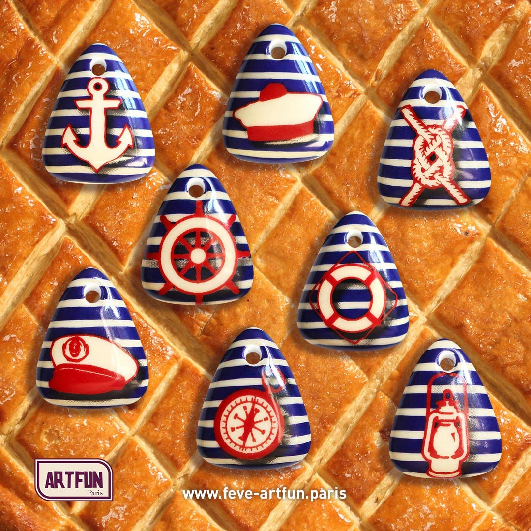 ArtFun Coffret de FEVES galette des rois porcelaine Un Air Marin pour une Epiphanie Premium
