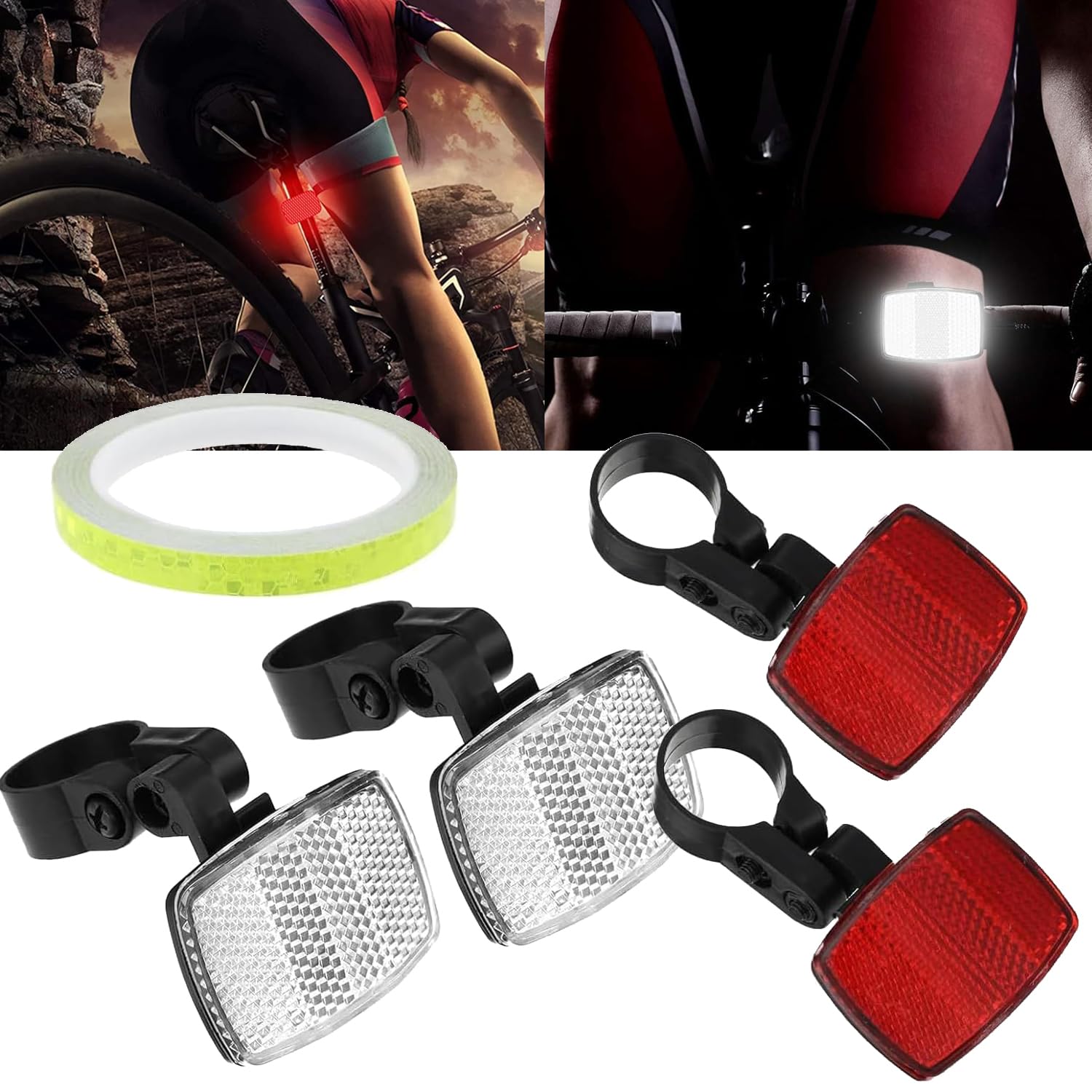 Kit Réflecteurs Vélo Norhogo - 4 Catadioptres + Bande Réfléchissante 8m - Sécurité Cyclisme