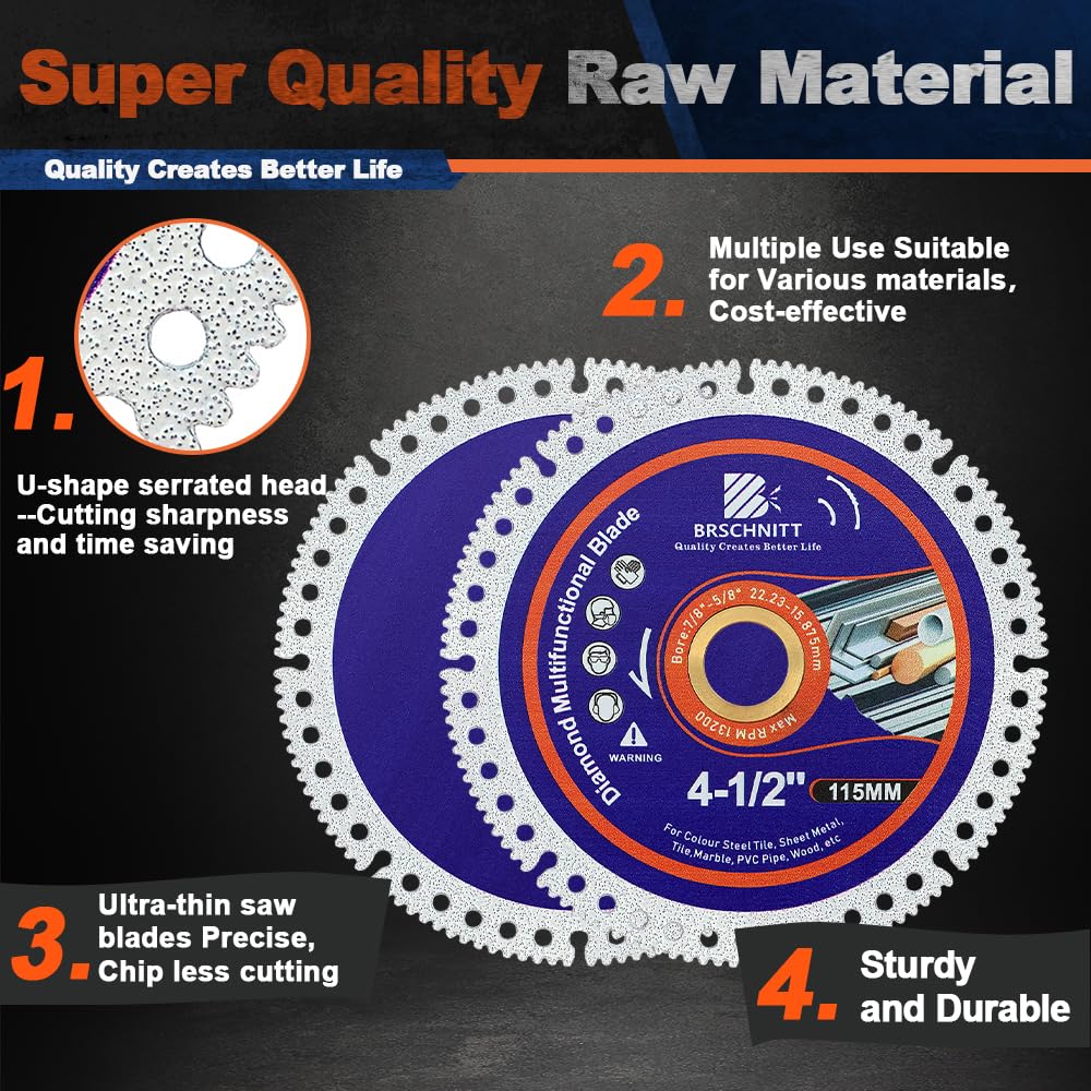 Disco indistruttibile per smerigliatrice 125MM 5pcs -22.23mm Arbor Dischi da taglio multifunzionali per taglio liscio, smussatura, smerigliatura di materiali