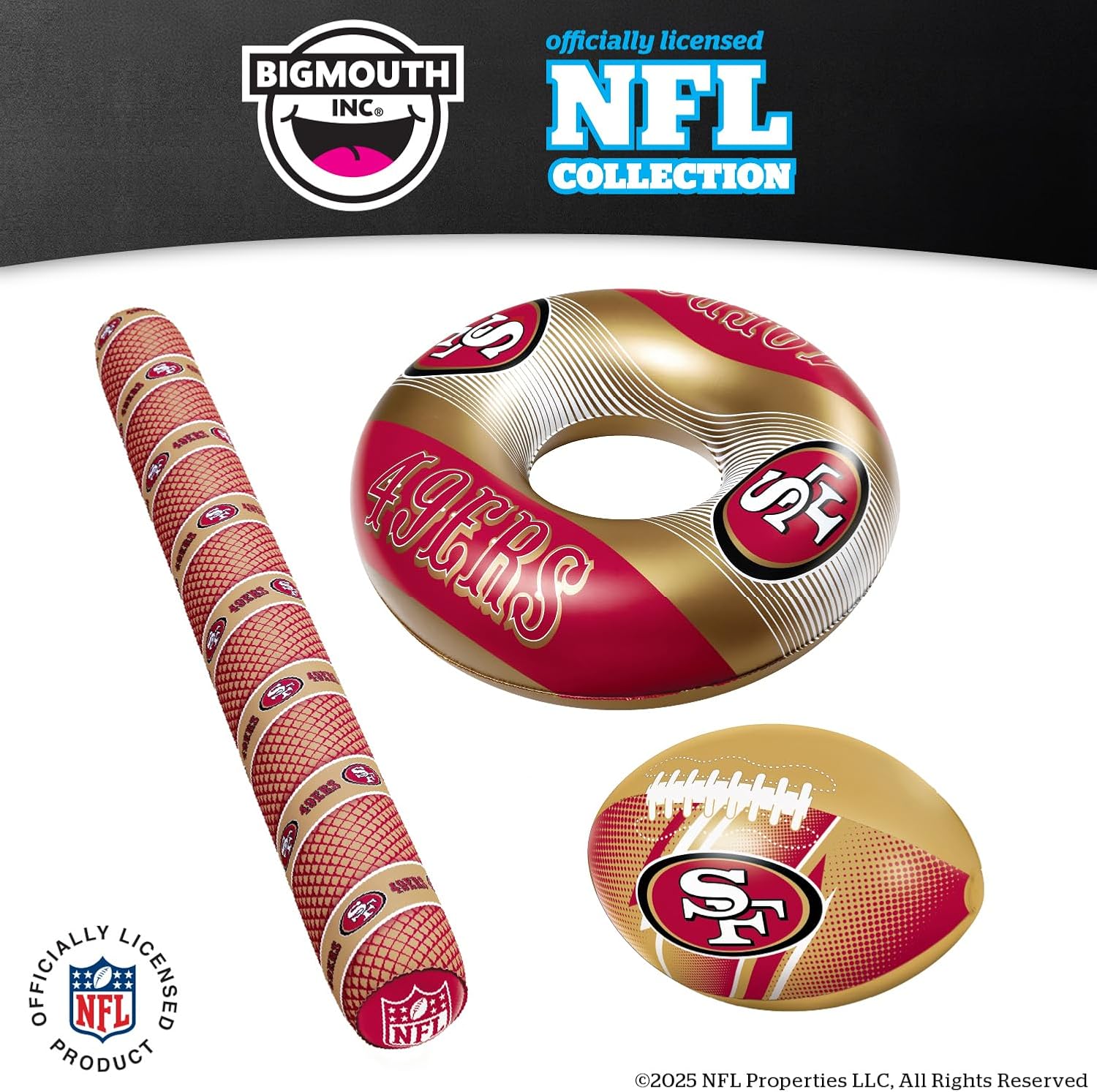 BigMouth 42” Inflatable Pool Floats Officially Licensed NFL Fan Gear Merchandise Back Support Inner Tube for Adults and Teens