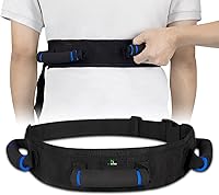 MKEFMEI Gait Belt for Seniors: Transfer Belt with 3 Padded Handles, Quick Release Buckle for Safe Elderly Lifts & Mobility Aid (Black)
