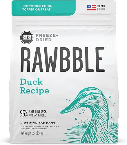 Miniatura 2 de BIXBI Rawbble - Alimento liofilizado para perros, receta de pato, 12 onzas, 95% de carne y órganos, sin rellenos, comida cruda para perros apta para