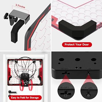 Basketball Hoop Indoor for Kids(4-12 Years Old), Over The Door Basketball Hoop with Scoring, Countdown and Music Accompaniment, Christmas Toys