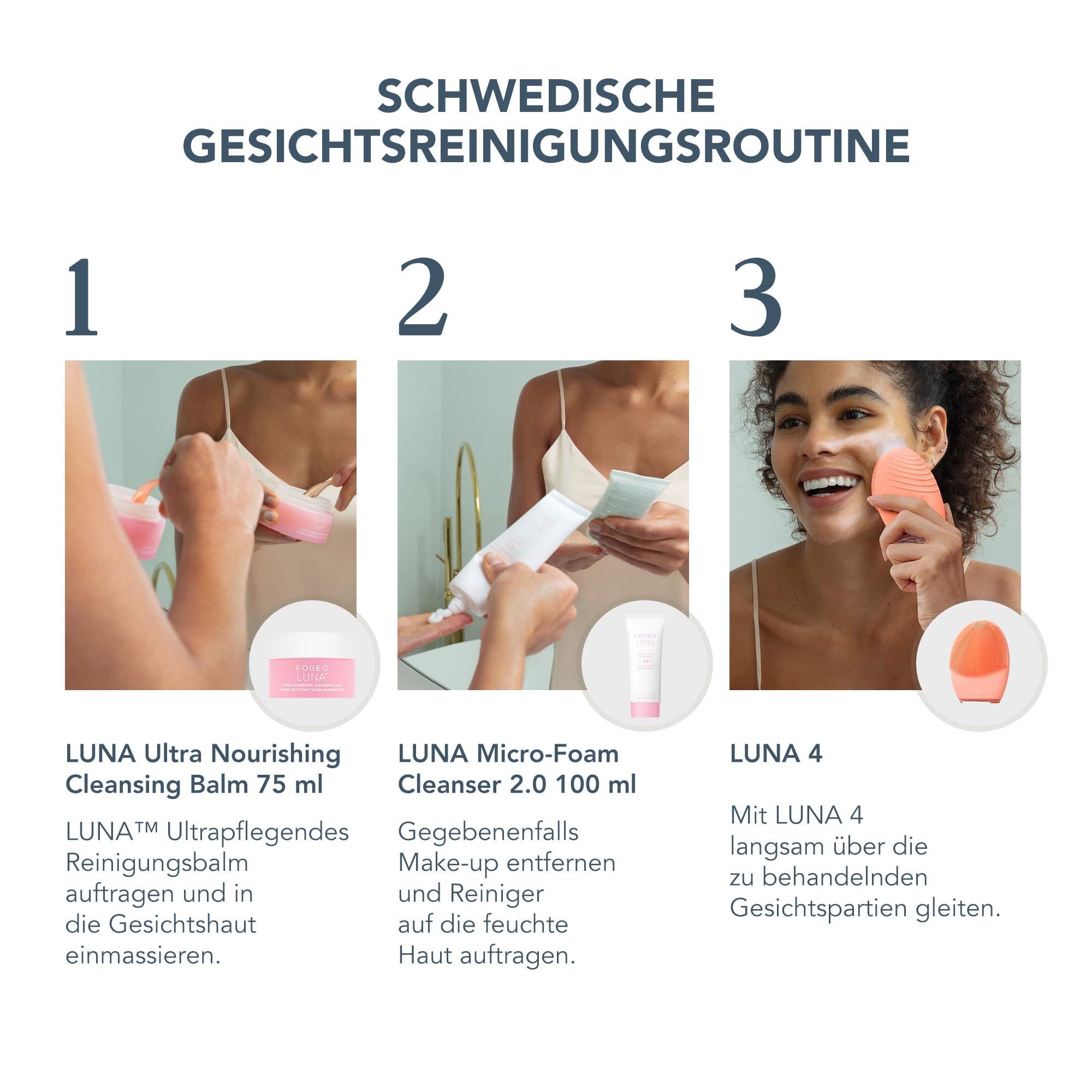 FOREO LUNA 4 Gesichtsreinigungsbürste Set - Gesichtsreinigungsbürste für ausgeglichene Haut + LUNA Micro-Foam Cleanser 2.0, 100 ml + Reinigungsbalsam, 15 ml - Gesichtsmassagegerät - Porenreiniger