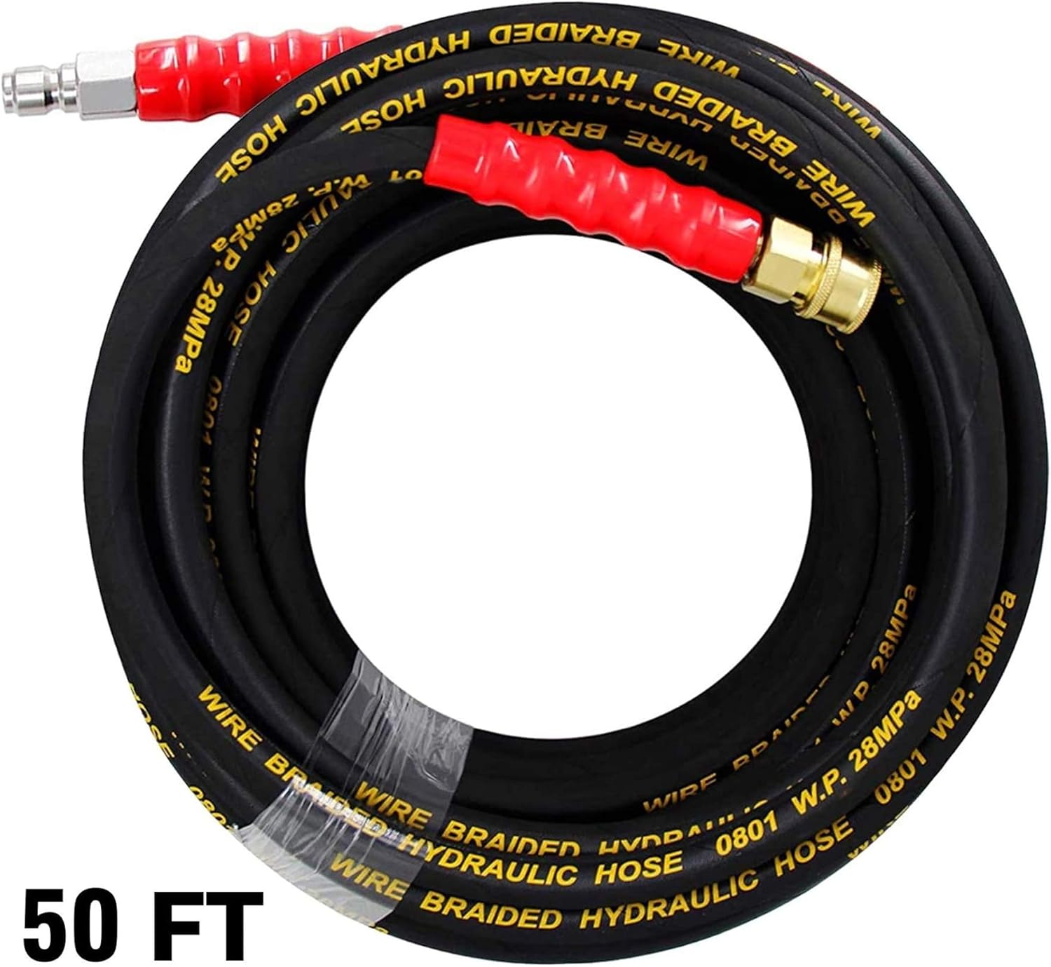 Xiny Tool 50FT Pressure Washer Hose with 3/8" Quick Connect, 4000 PSI High Tensile Wire Braided Power Washer Hose for Cars, Swimming Pool, Floors : Patio, Lawn & Garden