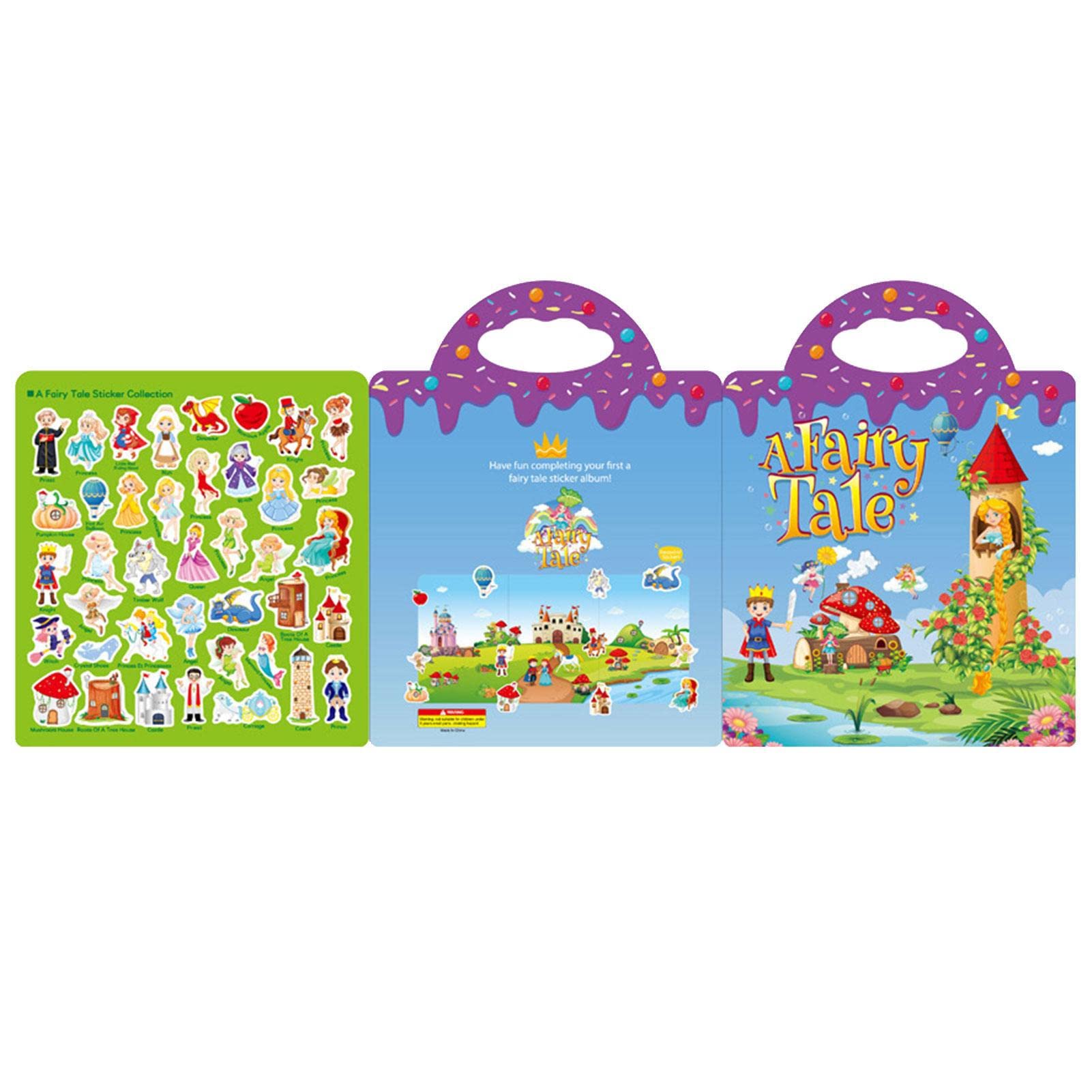 2 Stück Wiederverwendbare Stickerbücher Für Kleinkinder – Wasserdicht, Rückstandsfrei, 22x30 Cm Mit Griff (Tiere, Transport, Dino, Ozean)