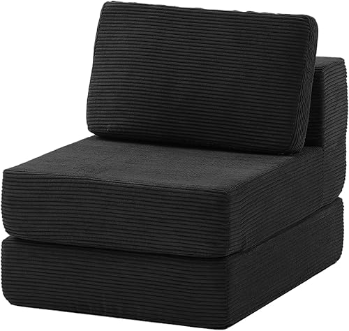 Miniatura 12 de FILUXE Sofá cama convertible y plegable - Silla cama con almohada, tela de lino moderna para el piso y sofá futón, colchón plegable para sala de