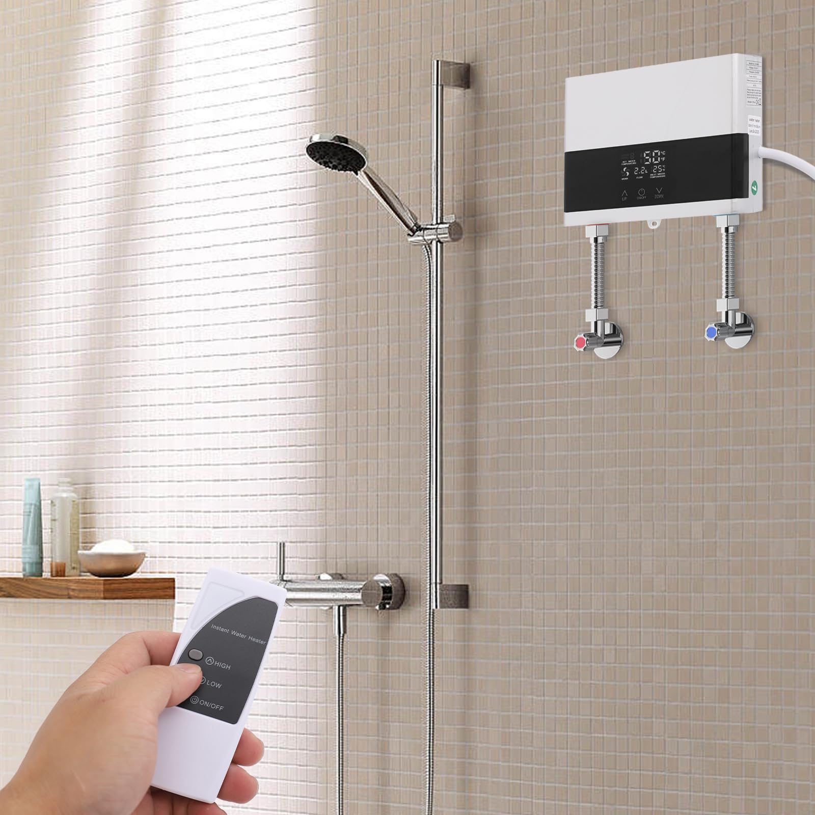 Calentador de agua, 6000 W, 220 V, pantalla táctil LED con mando